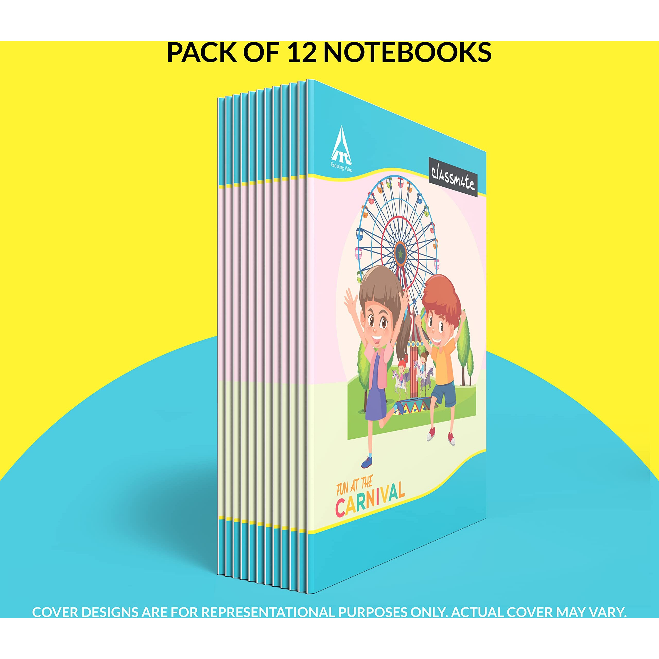 Classmate Short Size Notebook - 128 Pages | Single Line | 21.0cm x 17.0cm | Pack of 12 Notebooks | Short Size Ruled Notebook for School Students