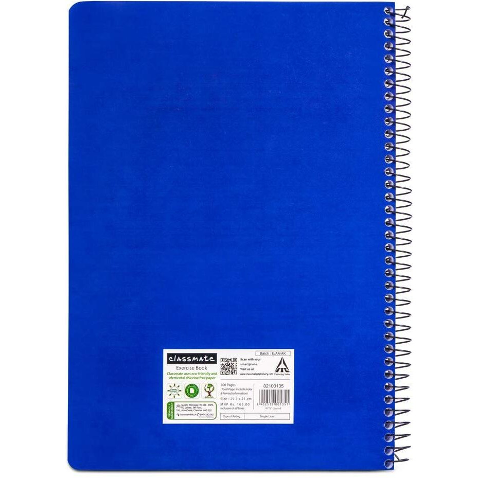 Classmate 2100135 Soft Cover 6 Subject Spiral Binding Selfie Notebook, Single Line, 300 Pages
