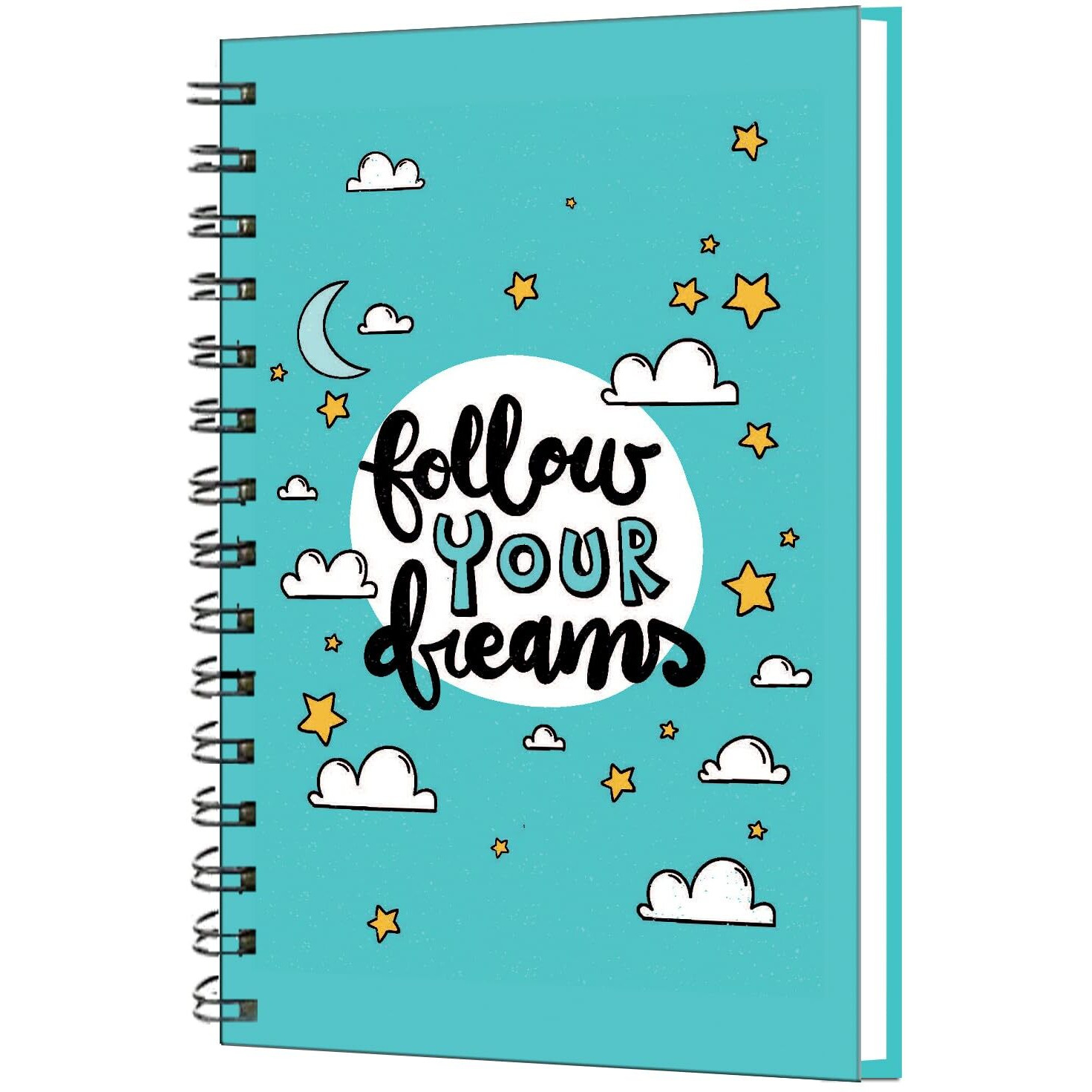 AccuPrints wiro Hard bound Size -A5 (6 by 9 inch) Notebook Diary Ruled 200 pages-Notebook Diary (Follow your dream)