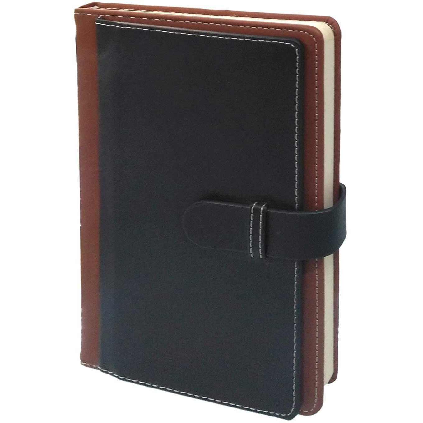 AccuPrints Hard Bound A5 Diary with PU Leather Belt Lock Pages 200 for Office Personal Man boy Girl Daily Planner Notebook Planner jounal notebooks Doodle 2020 (Black Brown)