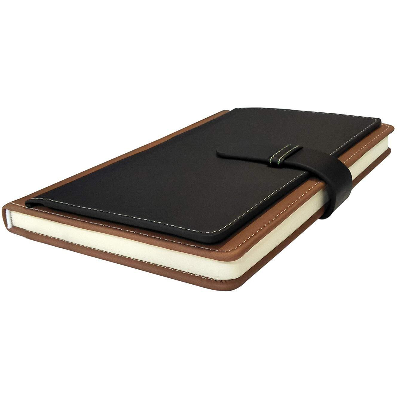 AccuPrints Hard Bound A5 Diary with PU Leather Belt Lock Pages 200 for Office Personal Man boy Girl Daily Planner Notebook Planner jounal notebooks Doodle 2020 (Black Brown)