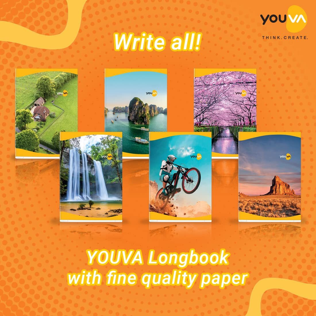 YOUVA Navneet Youva | Long Book | Soft Bound/Soft Cover Notebook For Students | A4 Size - 21 Cm X 29.7 Cm | Unruled | 172 Pages | Pack Of 6
