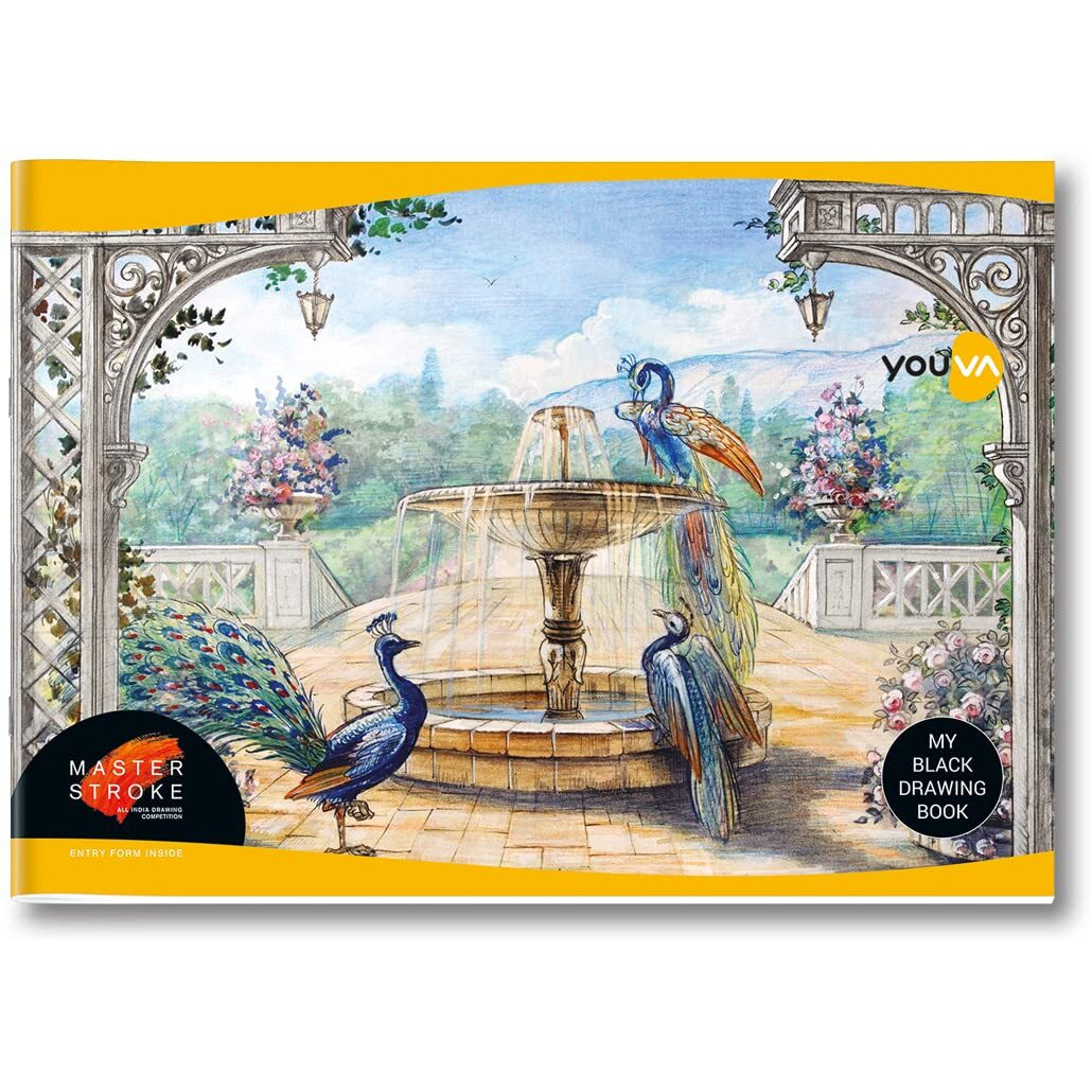 YOUVA Navneet Youva Paper|Black Drawing Book For Students And Budding Artists|A3 Size-29.7 Cm X 42 Cm|36 Pages|Pack Of 3, Watercolor
