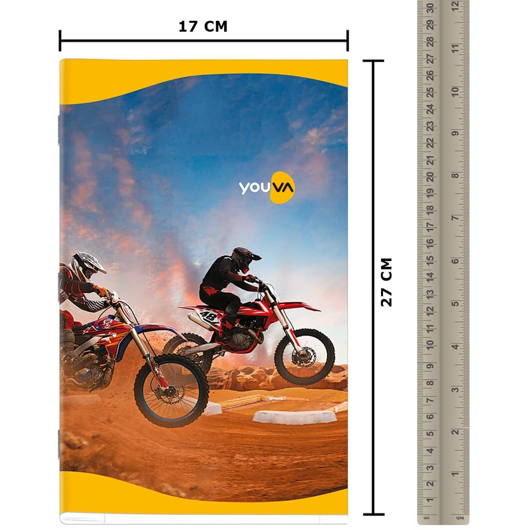 Navneet Youva YOUVA Soft Bound/Soft Cover Notebook | Long Book For Students | 17X27 Cm | Unruled | 172 Pages | Pack Of 6