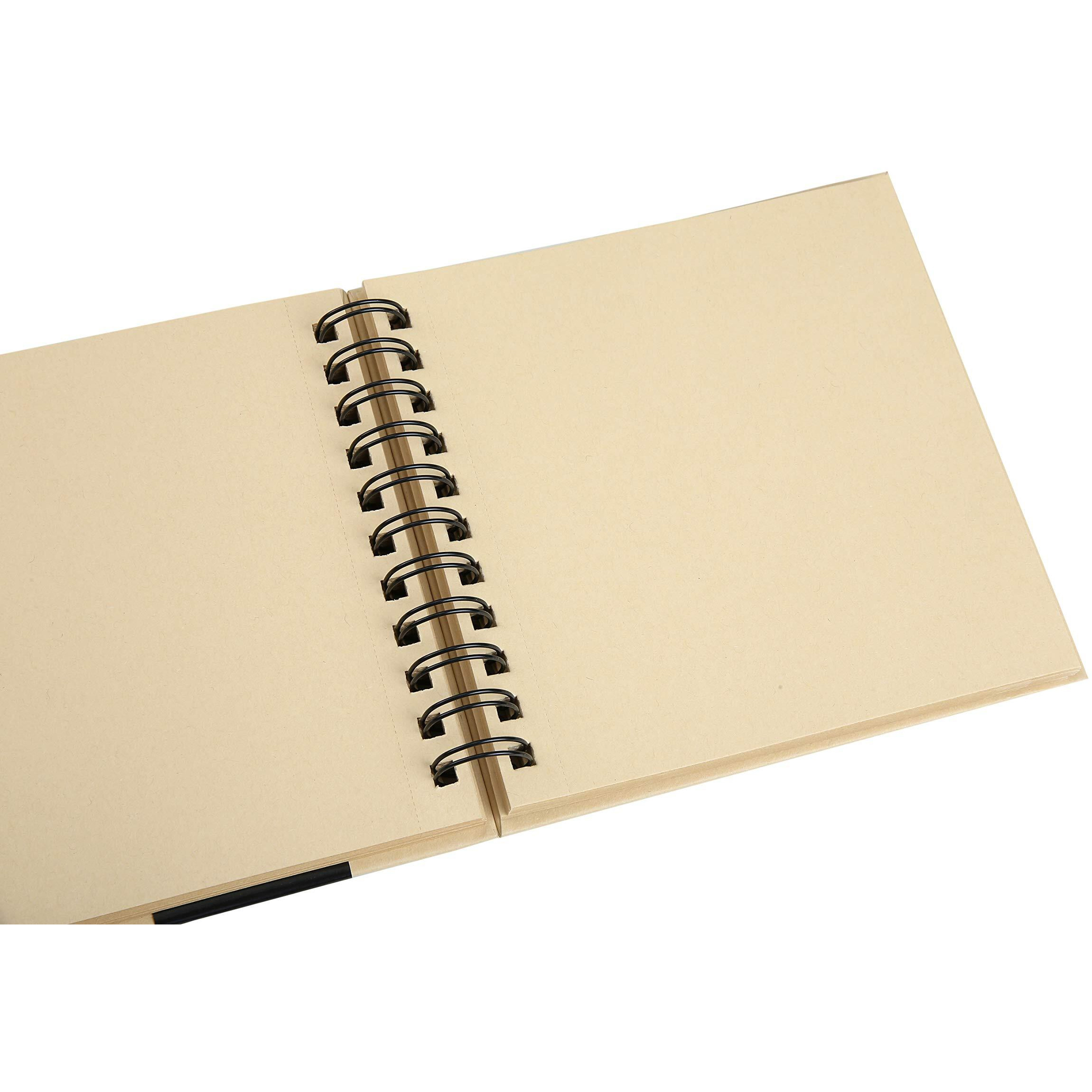 BRUSTRO Toned Paper - Kraft Sketchbook | A5, 100 GSM | 100 Sheets/200 Pages |Wiro Bound, Spiral, Premium,Acid-free Paper, Ideal for Dry media, Mandala Art, Graphite, Charcoal, Colour pencils, Gel pens