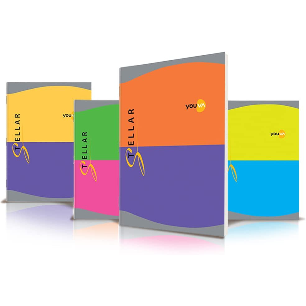 YOUVA Navneet Youva | Stellar | Soft Bound Long Book | 21Cm X 29.7 Cm | Single Line | 172 Pages | Pack Of 4, Multicolor