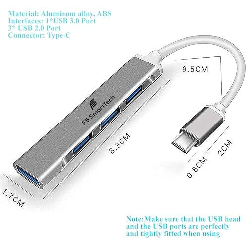 F5 SmartTech 4 in 1 Type C 4 Ports High Speed 3.0 USB Hub