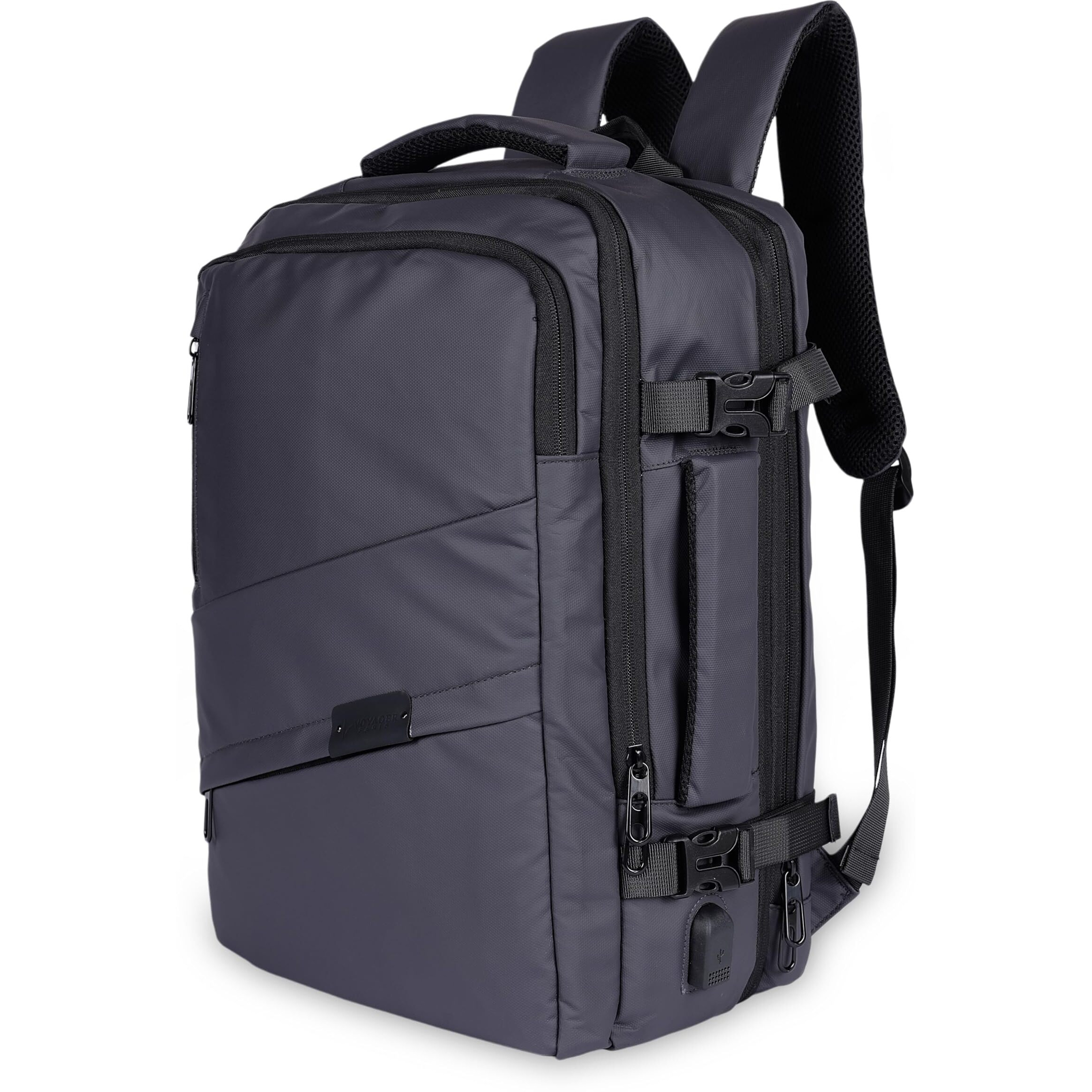 VOYAGER PARIS The Navigator Travel Backpack for Men | 17.3 inch Laptop Backpack | Expandable up to 40L | Waterproof backpack | USB port | Multi Compartment Large bag for Office & Travel (Grey)