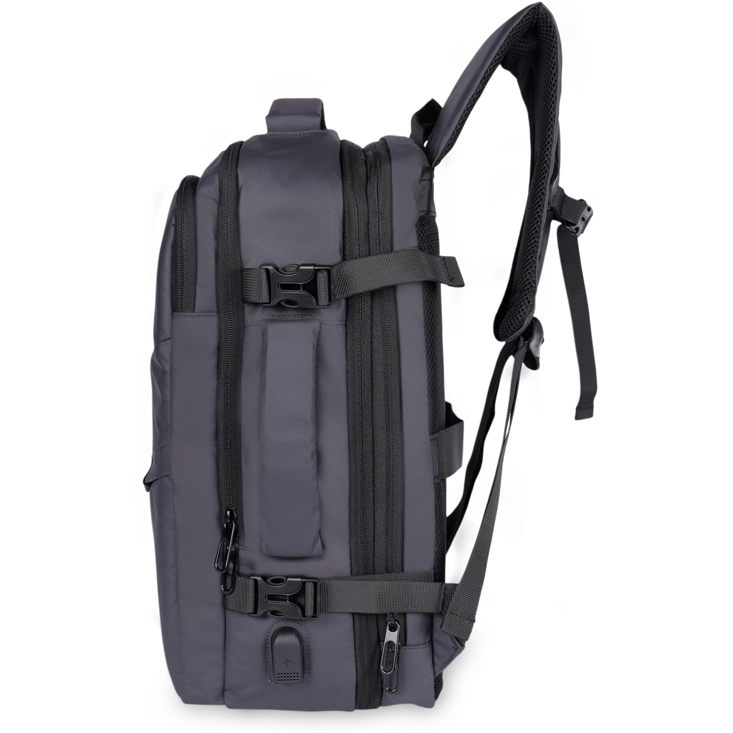 VOYAGER PARIS The Navigator Travel Backpack for Men | 17.3 inch Laptop Backpack | Expandable up to 40L | Waterproof backpack | USB port | Multi Compartment Large bag for Office & Travel (Grey)