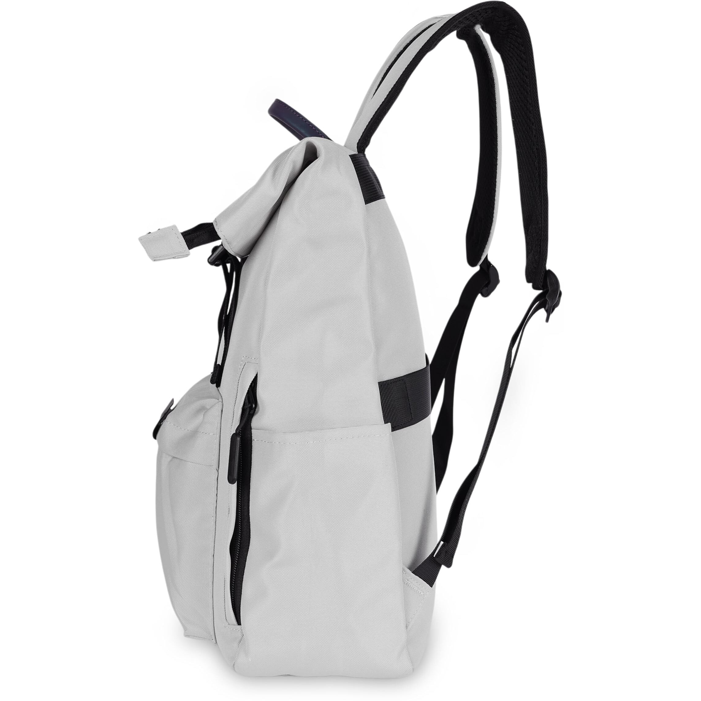VOYAGER PARIS Vanguard Roll Top Laptop Backpack | Premium Polyester Fabric | Padded Laptop Compartment | Unisex Office & College Bag | Trolley Sleeve (Grey)