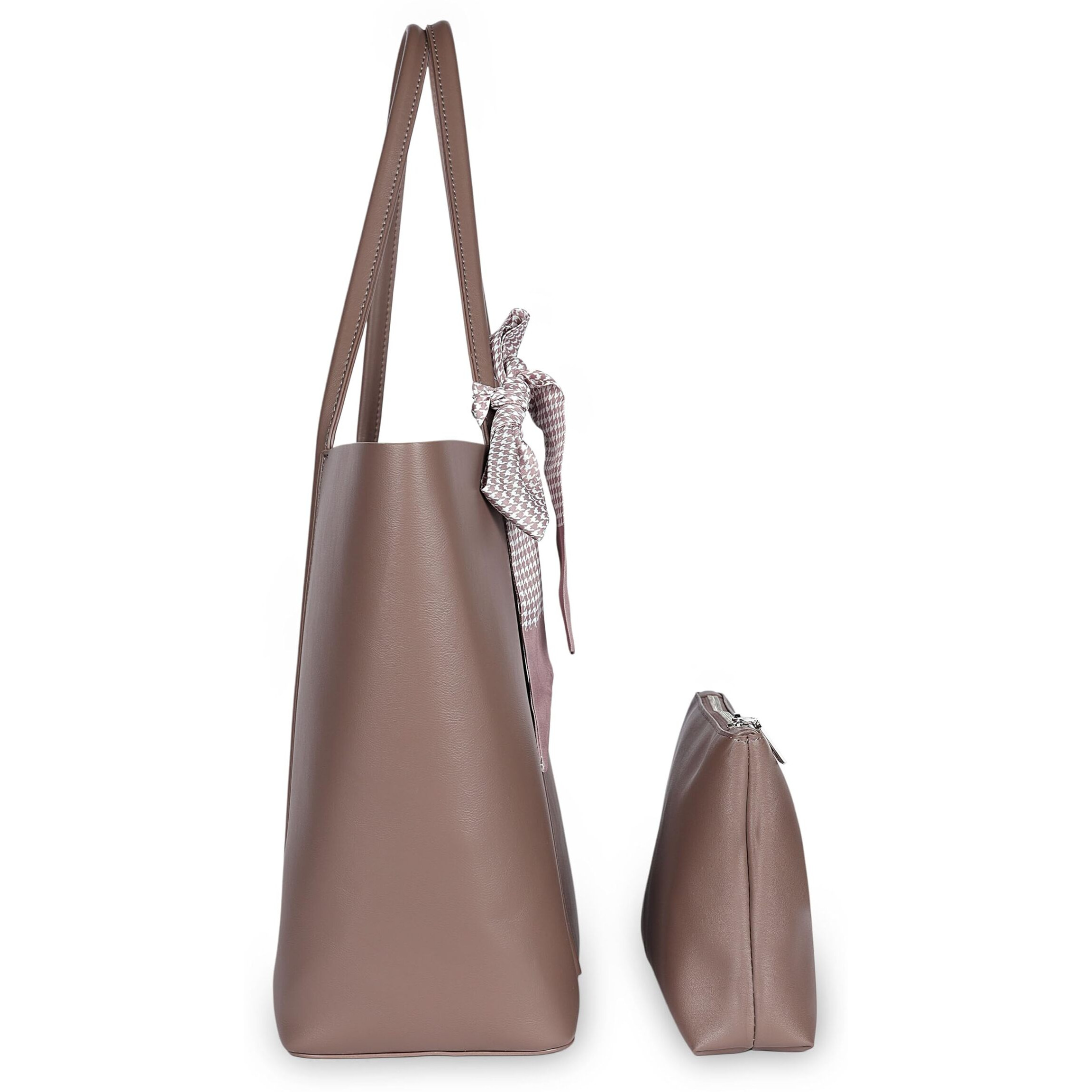 VOYAGER PARIS The Essential Office Tote bag for women | 15.6 inch laptop handbags for woman | Premium Vegan leather tote bag for Office Use, Work | ladies Bag | with small wallet clutch (Brown)