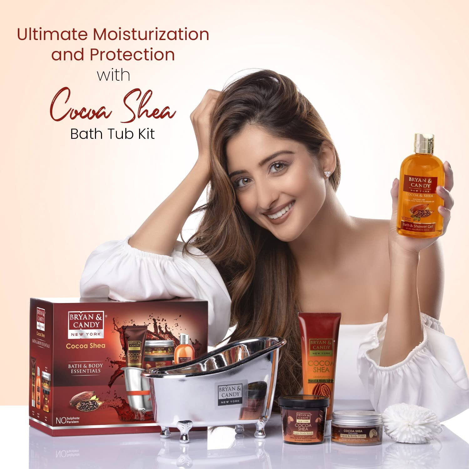 Bryan & Candy Cocoa Shea Bath Tub Collection,Diwali Gift Set For Women And Men, Complete Home Spa Experience.|Ph5.5 Skin Friendly