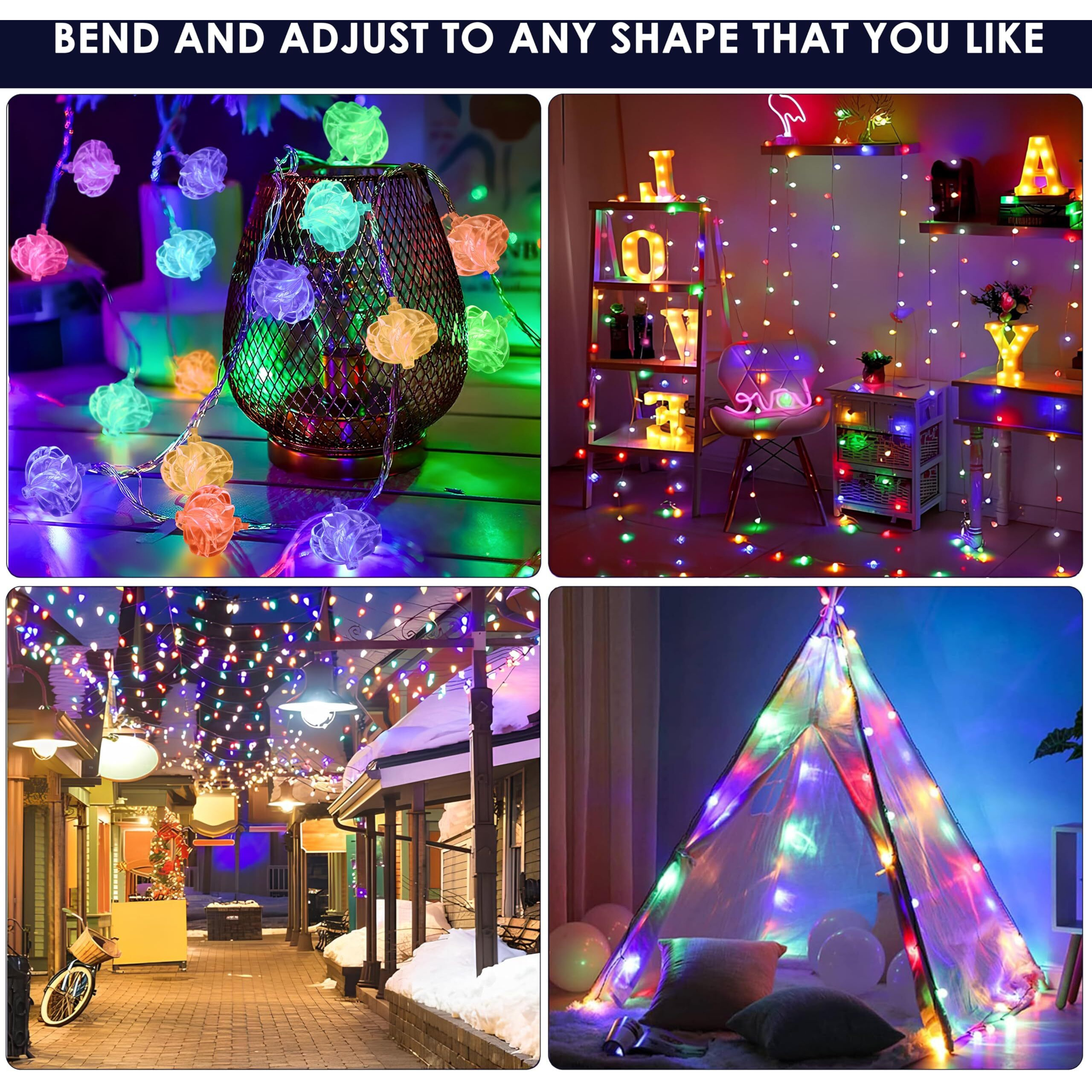 Gesto Serial String Lights - 14 Led Crystal Flower Ball, 10 Feet Multicolor Fairy Lights For Home,Mandir,Pooja Room,Deepawali & Diwali Decoration,Christmas,Festival | Indoor & Outdoor Decorative Light