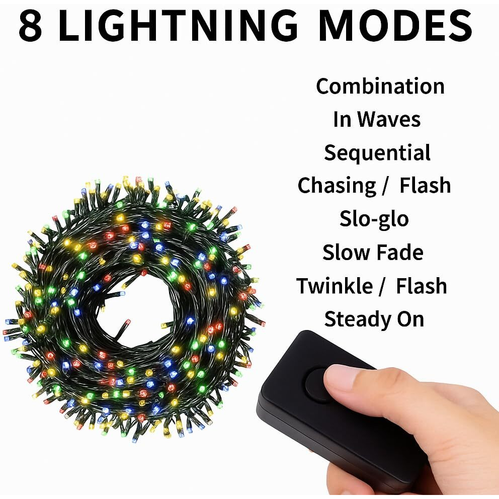 Gesto 12 Meter Multicolor Led Serial String Lights  8 Modes Changing Controller, Waterproof Fairy Lights For Home,Patio,Christmas,Patio,Garden,Deepawali & Diwali Decoration Lights For Balcony Outdoor