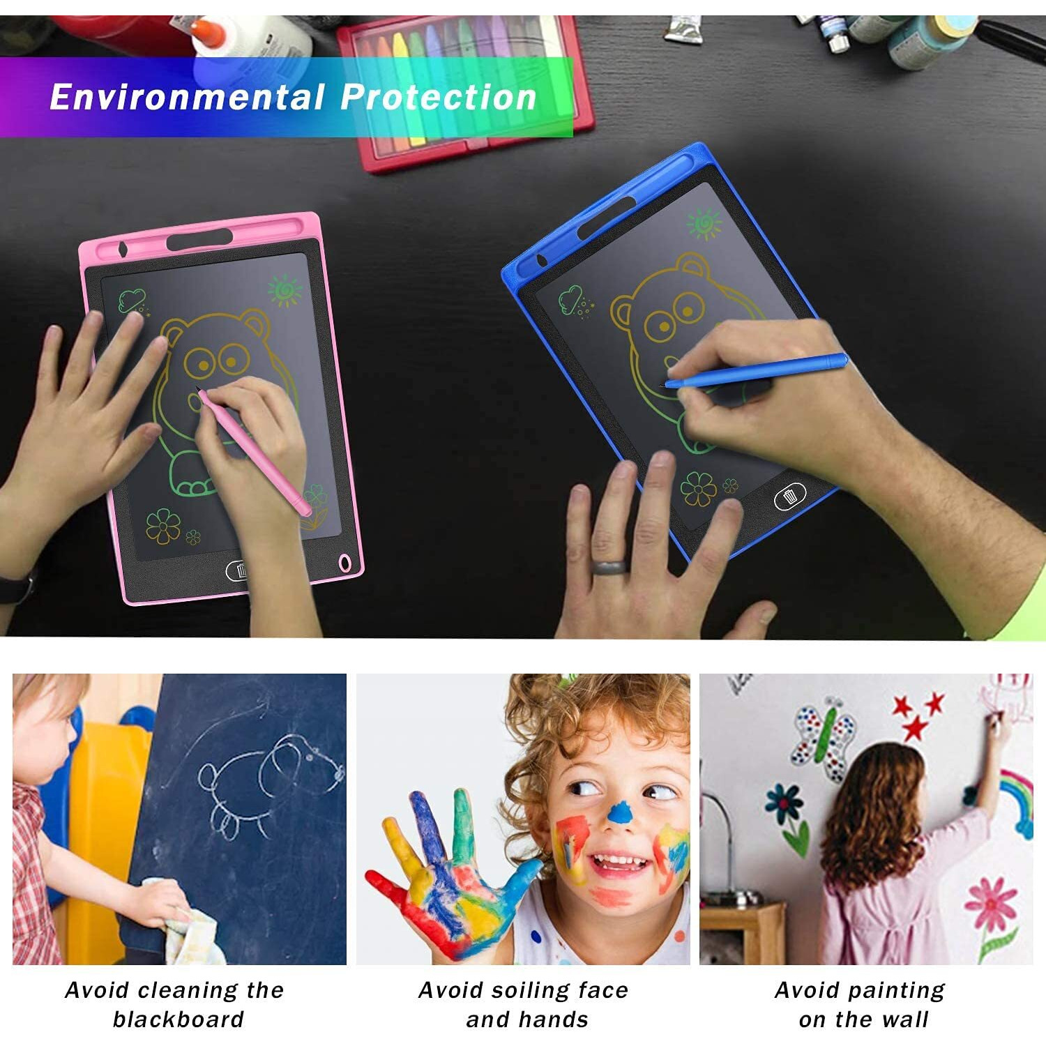Tvara Lcd Writing Tablet, 8.5" Inch Colorful Toddler Doodle Board Drawing Tablet, Erasable Reusable Electronic Drawing Pads, Educational And Learning Tool For 3-6 Years Old Boy And Girls Mix Colors