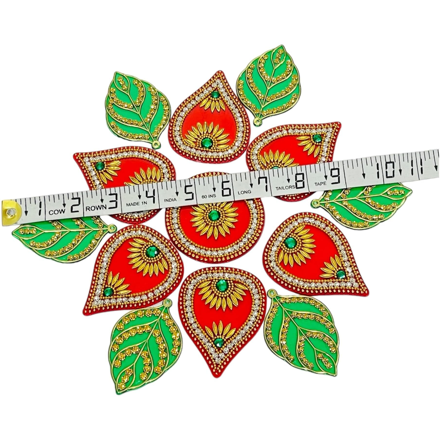 Kriwin 10 To 11 Inches Dia -Floor/Wall/Table Rangoli Decorative Reusable Showpiece (Acrylic) (Leaf)