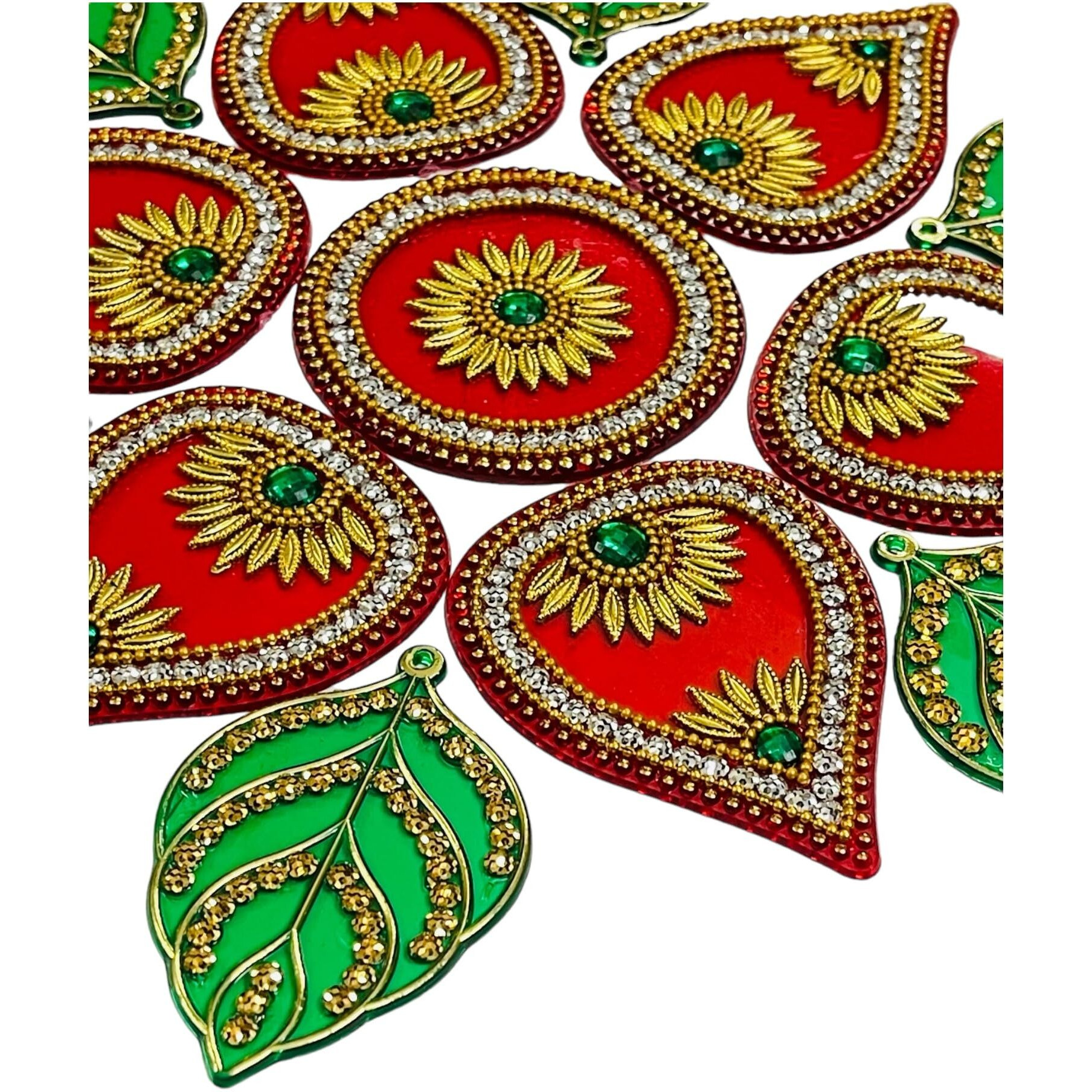 Kriwin 10 To 11 Inches Dia -Floor/Wall/Table Rangoli Decorative Reusable Showpiece (Acrylic) (Leaf)