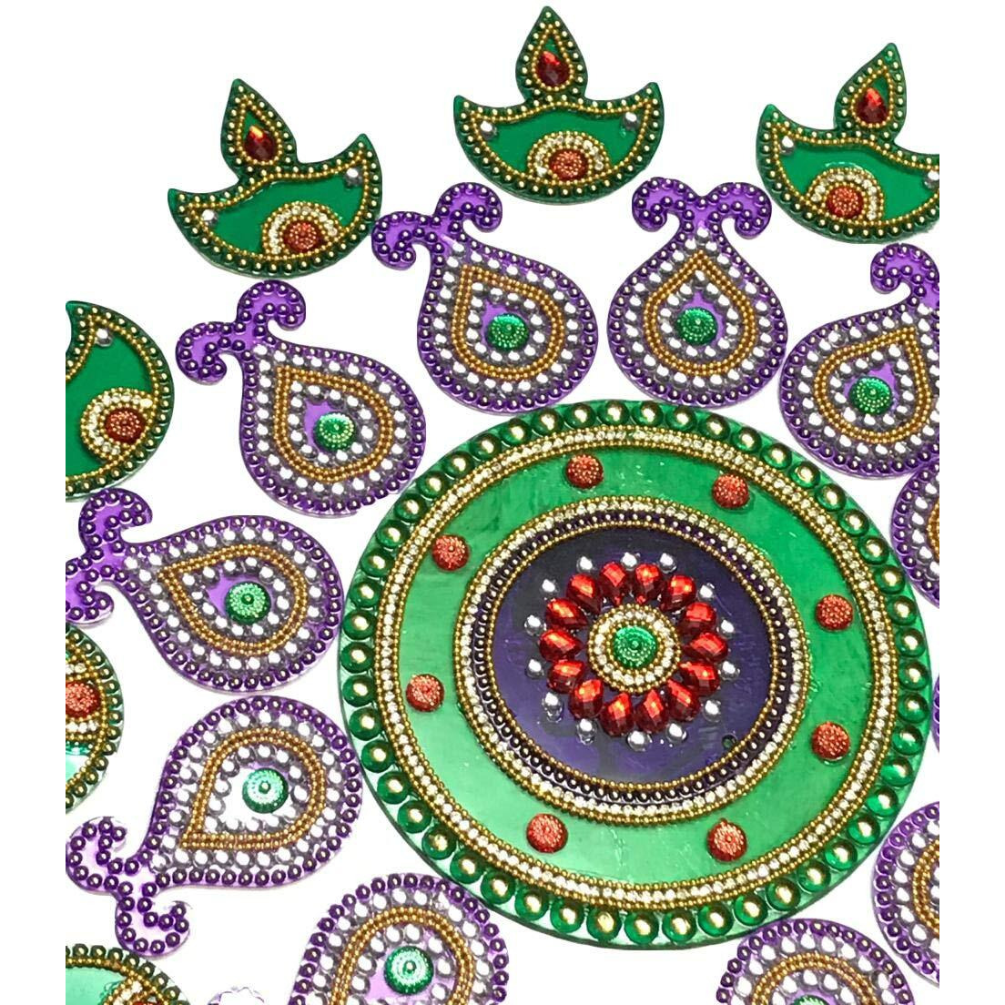 Kriwin Acrylic Rangoli (17 Inch, Purple Green)