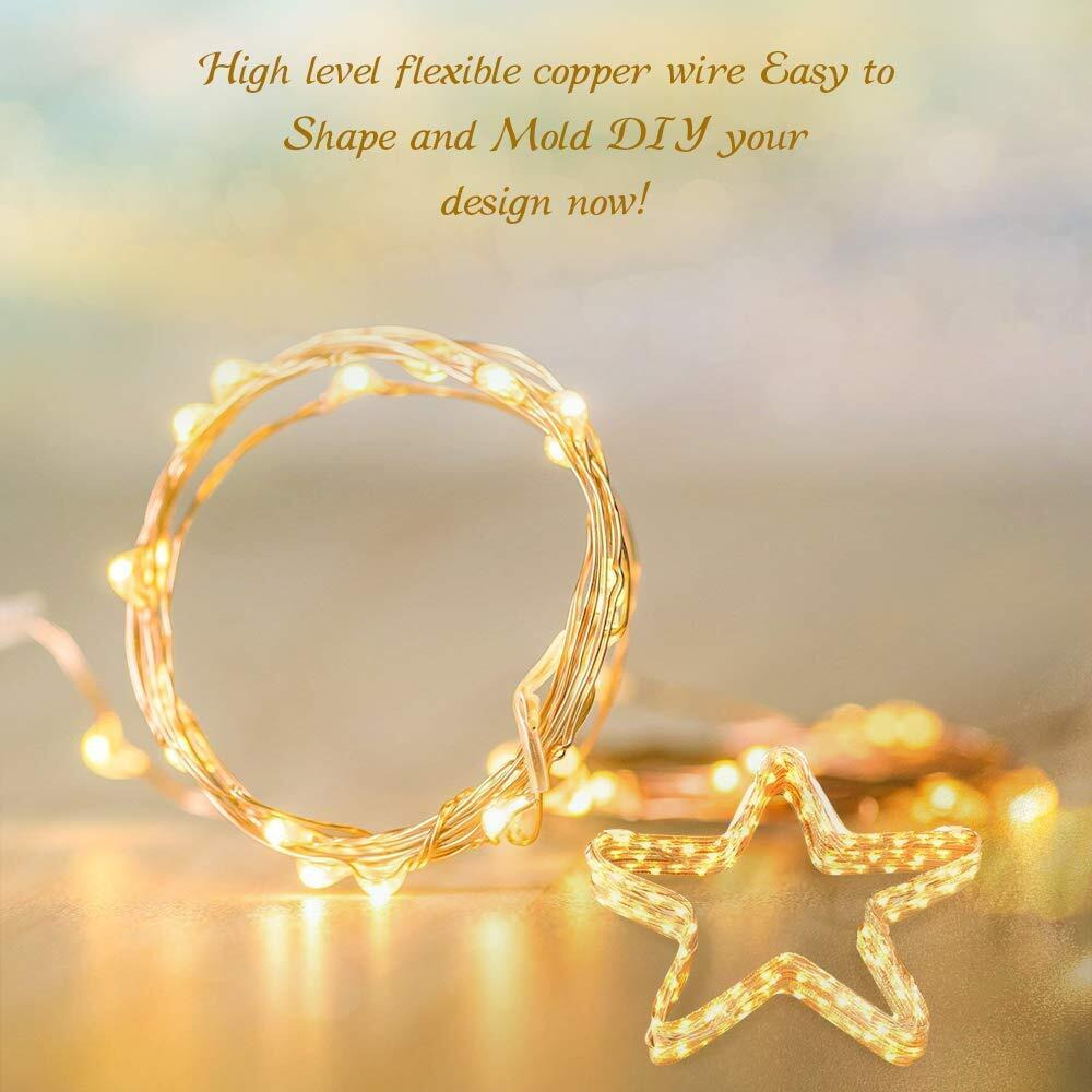 Pragaart Copper Wire Warm White Led Fairy Lights For Diwali Christmas Indoor And Outdoor Decoration - Waterproof Brown Wire