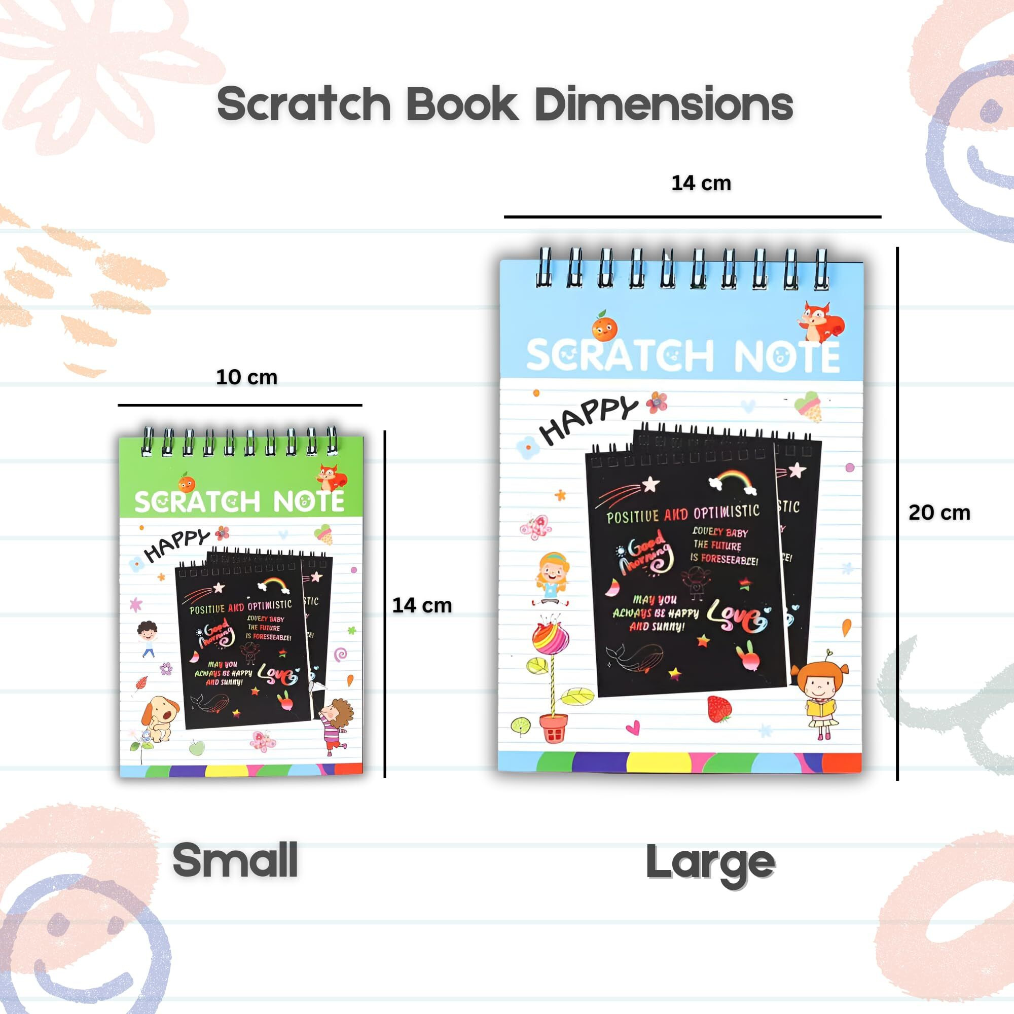 Finemoe Scratch Book With Stencil Scale For Kids, Bulk Return Gifts For Birthday, Magic Activity Kit, Thoughtful Return Gifts For Girls & Boys Ages 3 & Above, Art & Craft Kit For Kids (Large12 Set)