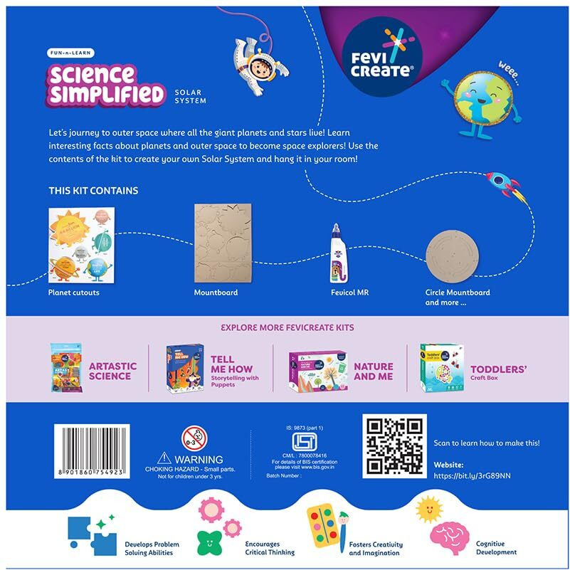 Fevicreate Solar System Art & Craft Kit | Make 3D Model Of The Solar System & Teach Your Child About Space | Screen-Free Learning For Your Child | By Fevicol | Best Gift For Kids Boys & Girls 8+ Years