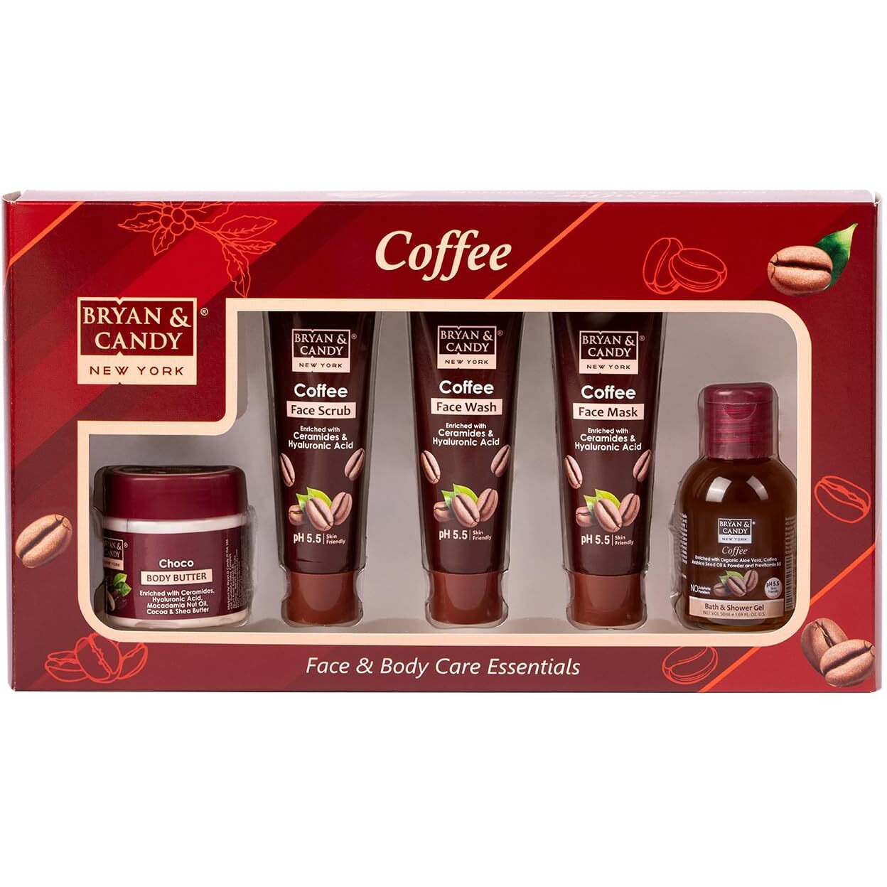 Bryan & Candy Coffee Bath Kit Diwali Gift Set For Women & Men | Choco Body Butter, Facewash, Facescrub, Facemask, Bath & Shower Gel | Vegan, Ph 5.5, Sls & Paraben-Free |