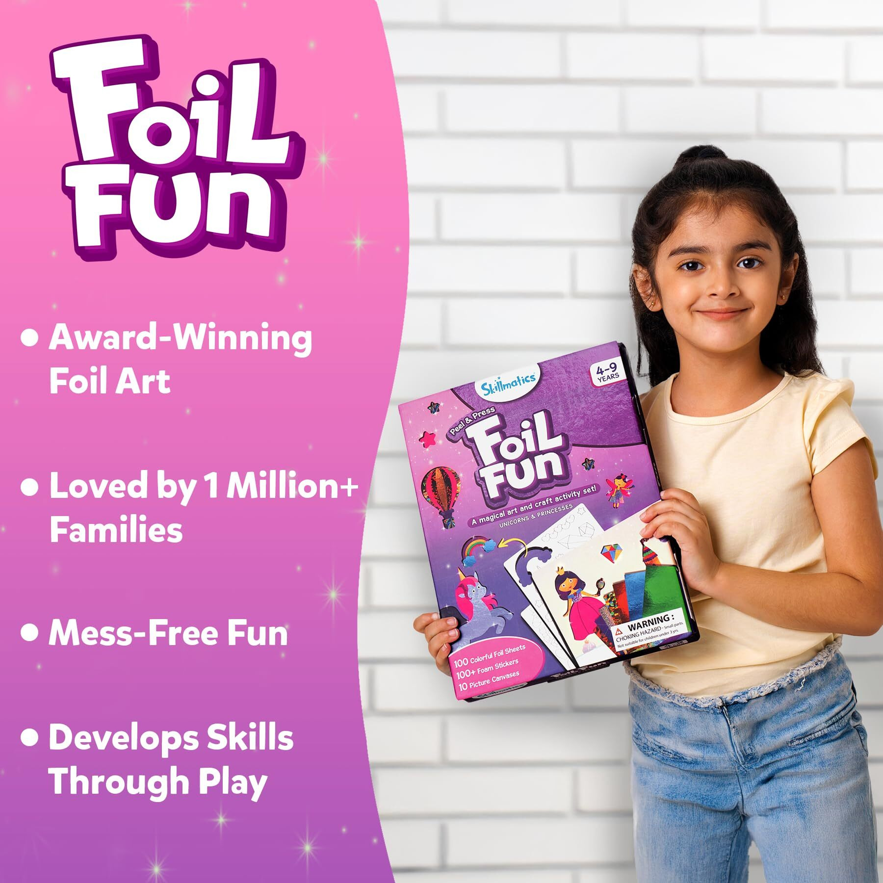 Skillmatics Foil Fun - Unicorns & Princesses, No Mess Art For Kids, Craft Kits & Supplies, Diy Creative Activity, Travel Toys, Gifts For Ages 4, 5, 6, 7, 8, 9