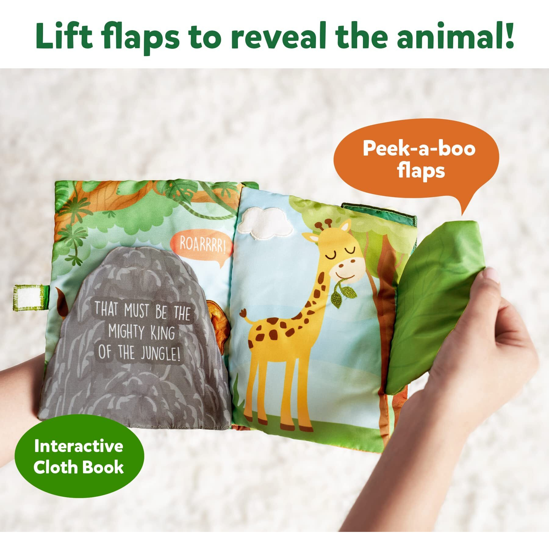 Skillmatics Peek-A-Boo Jungle Book - Soft Cloth Book For Baby, Infant & Toddler Toys, Crinkle Pages For Sensory Play, Gifts For Ages 6 Months And Up, Multicolor