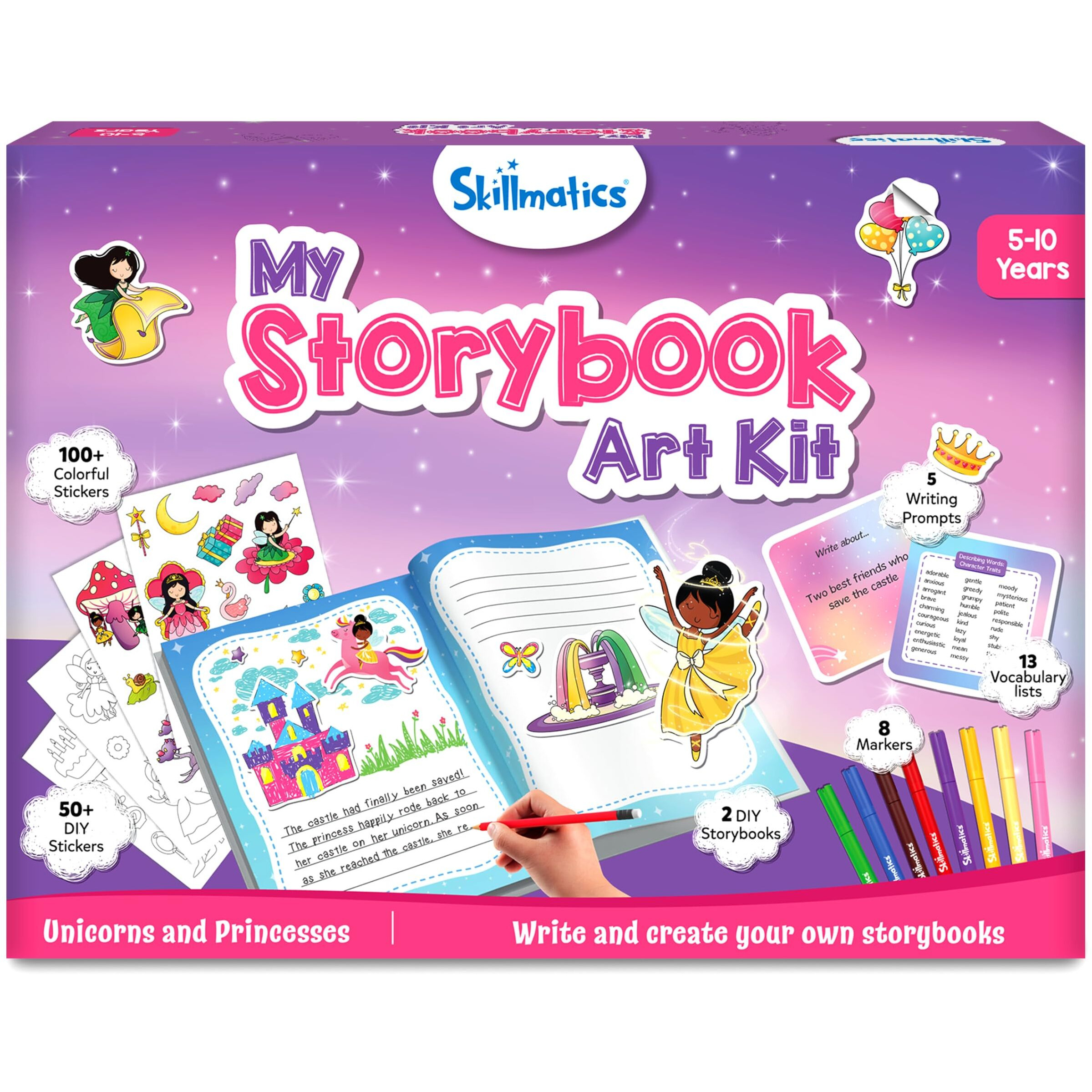 Skillmatics Paper Storybook Art Kit - Create Fairytale Stories, Diy Craft & Writing Kit With 300+ Stickers, Scrapbooking & Journal Activity, Gifts For Kids Ages 5, 6, 7, 8, 9, 10, Multicolour