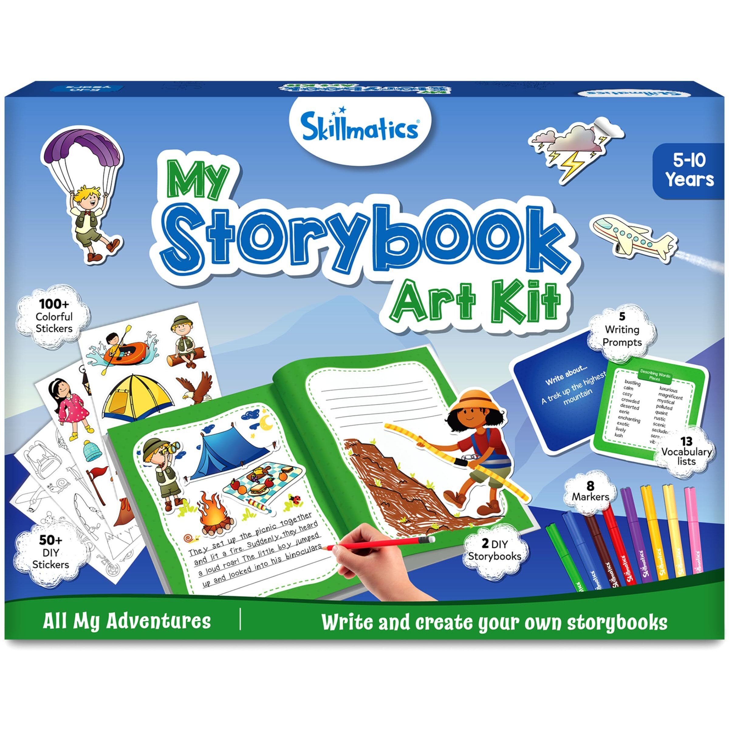 Skillmatics Storybook Art Kit - Create Adventure Stories, Diy Craft & Writing Kit With 300+ Stickers, Scrapbooking & Journal Activity, Gifts For Kids Ages 5, 6, 7, 8, 9, 10