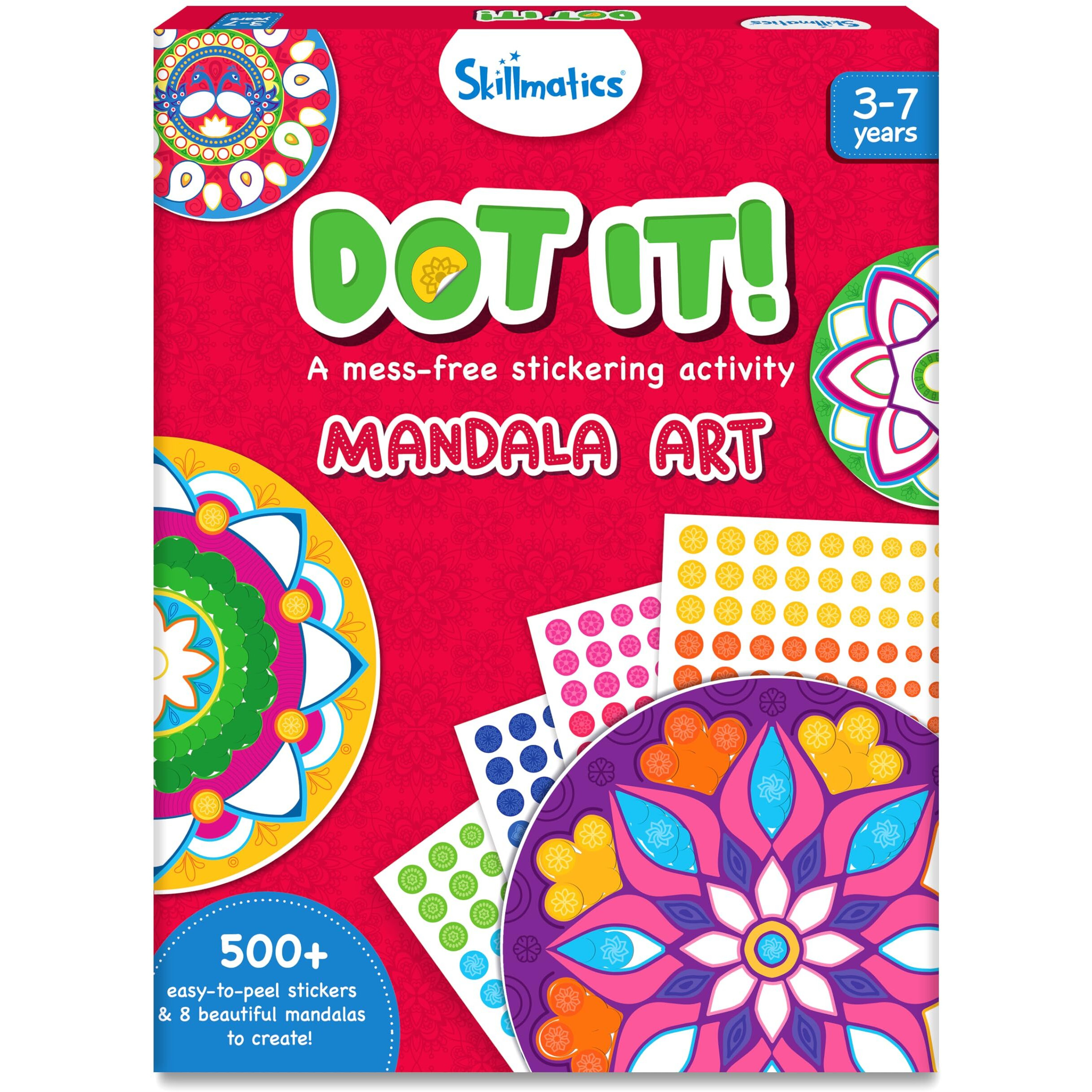 Skillmatics Paper Dot It Sticker Activity - Mandala Art, Mess-Free Fun For Kids, 500+ Stickers, Craft Kits, Diy Activity, Travel Toys, Gifts For Boys & Girls Ages 3, 4, 5, 6, 7, Multicolour