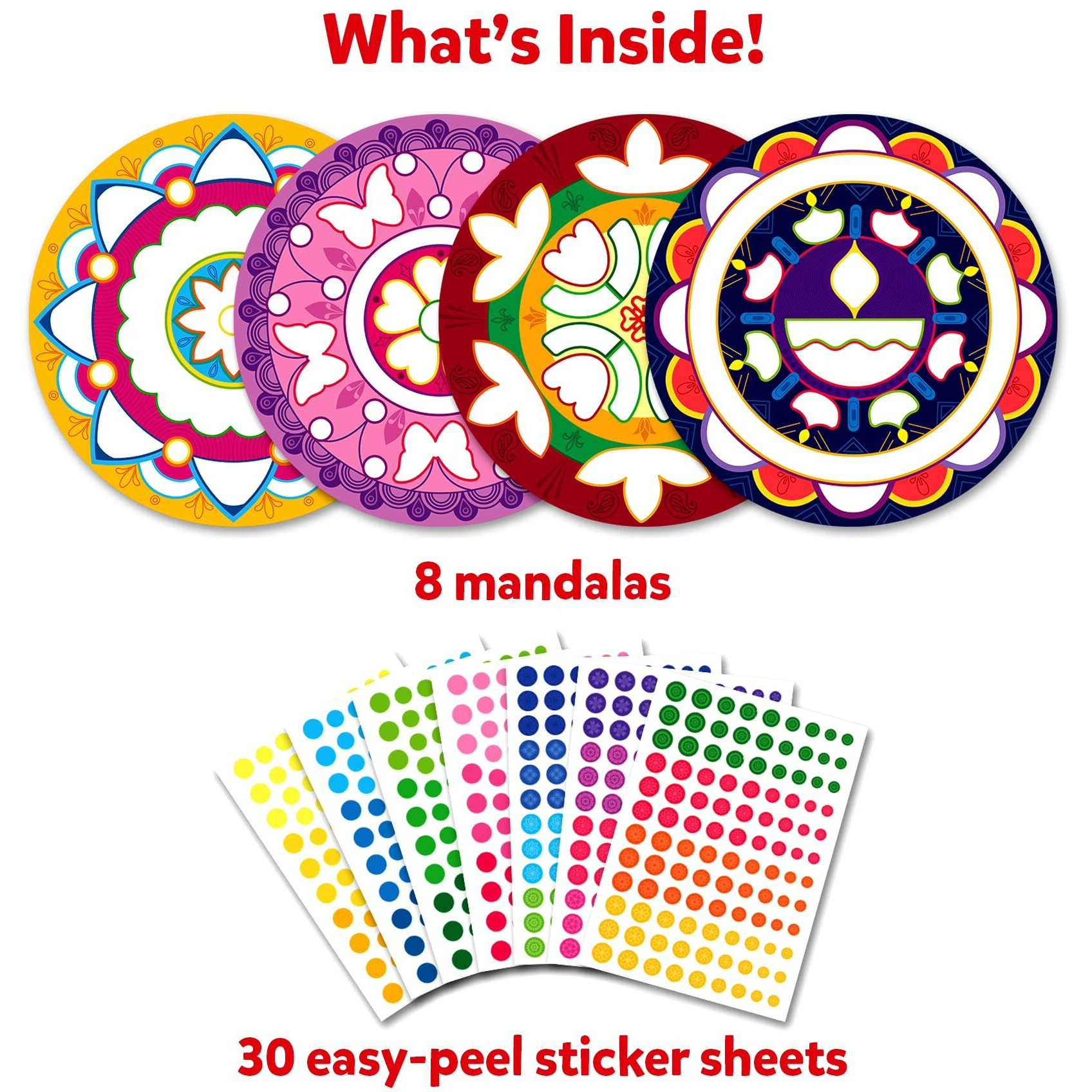 Skillmatics Paper Dot It Sticker Activity - Mandala Art, Mess-Free Fun For Kids, 500+ Stickers, Craft Kits, Diy Activity, Travel Toys, Gifts For Boys & Girls Ages 3, 4, 5, 6, 7, Multicolour