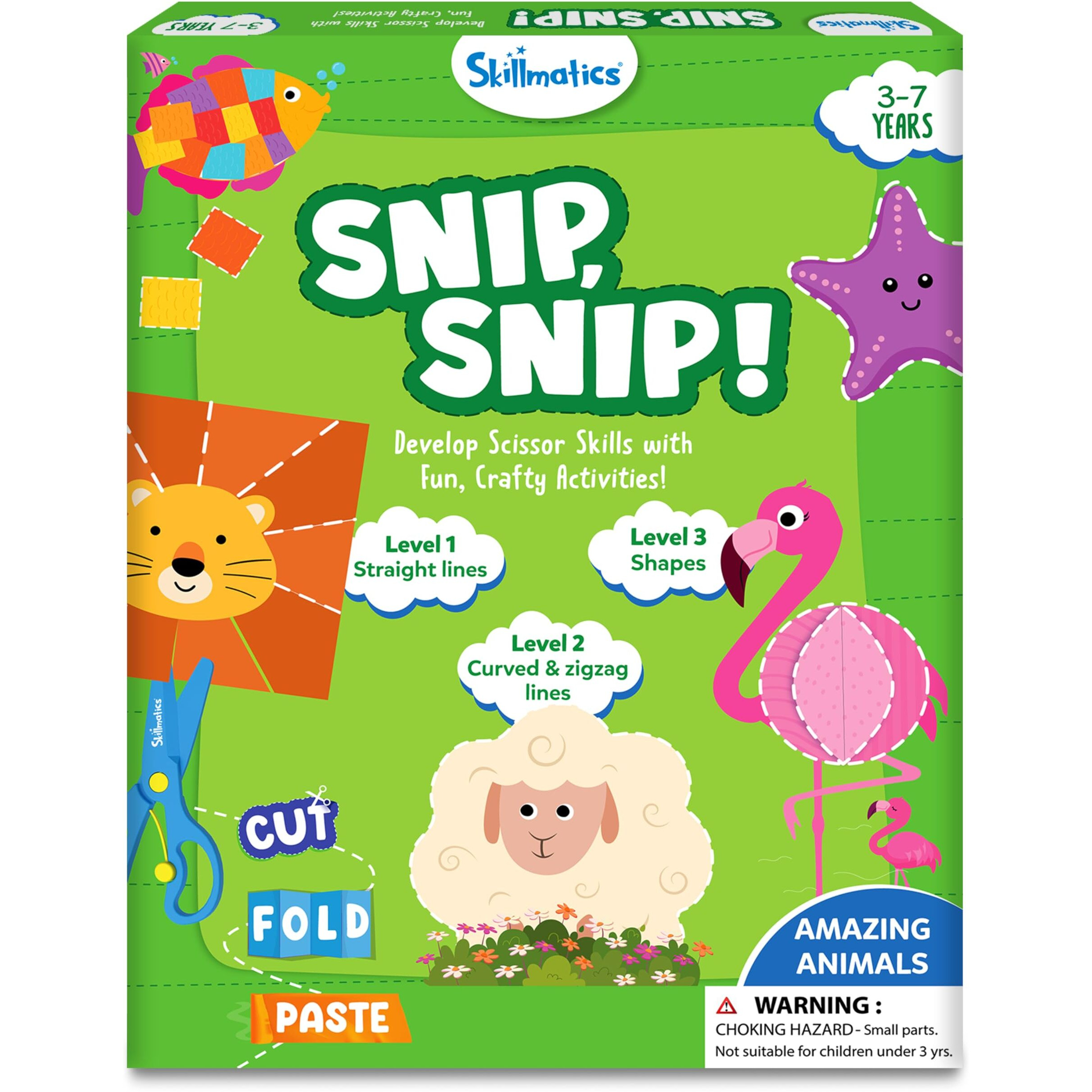 Skillmatics Paper Scissor Activity Book Snip Snip 25 Fun Cutting & Creative Activities For Preschoolers 2 Child-Safe Scissors Fine Motor Skills Craft Kit For Kids Ages 3, 4, 5, 6, 7 Multicolour