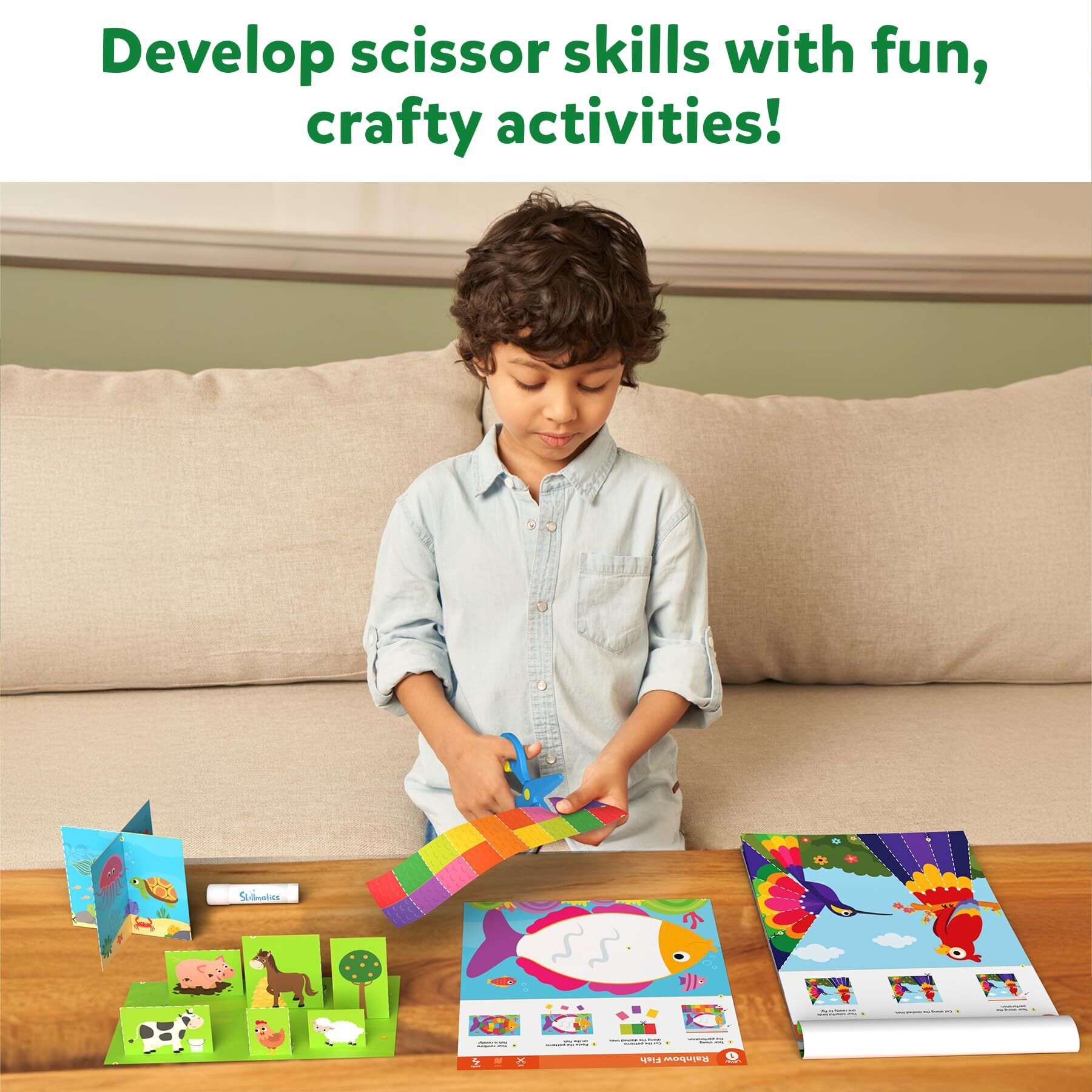 Skillmatics Paper Scissor Activity Book Snip Snip 25 Fun Cutting & Creative Activities For Preschoolers 2 Child-Safe Scissors Fine Motor Skills Craft Kit For Kids Ages 3, 4, 5, 6, 7 Multicolour