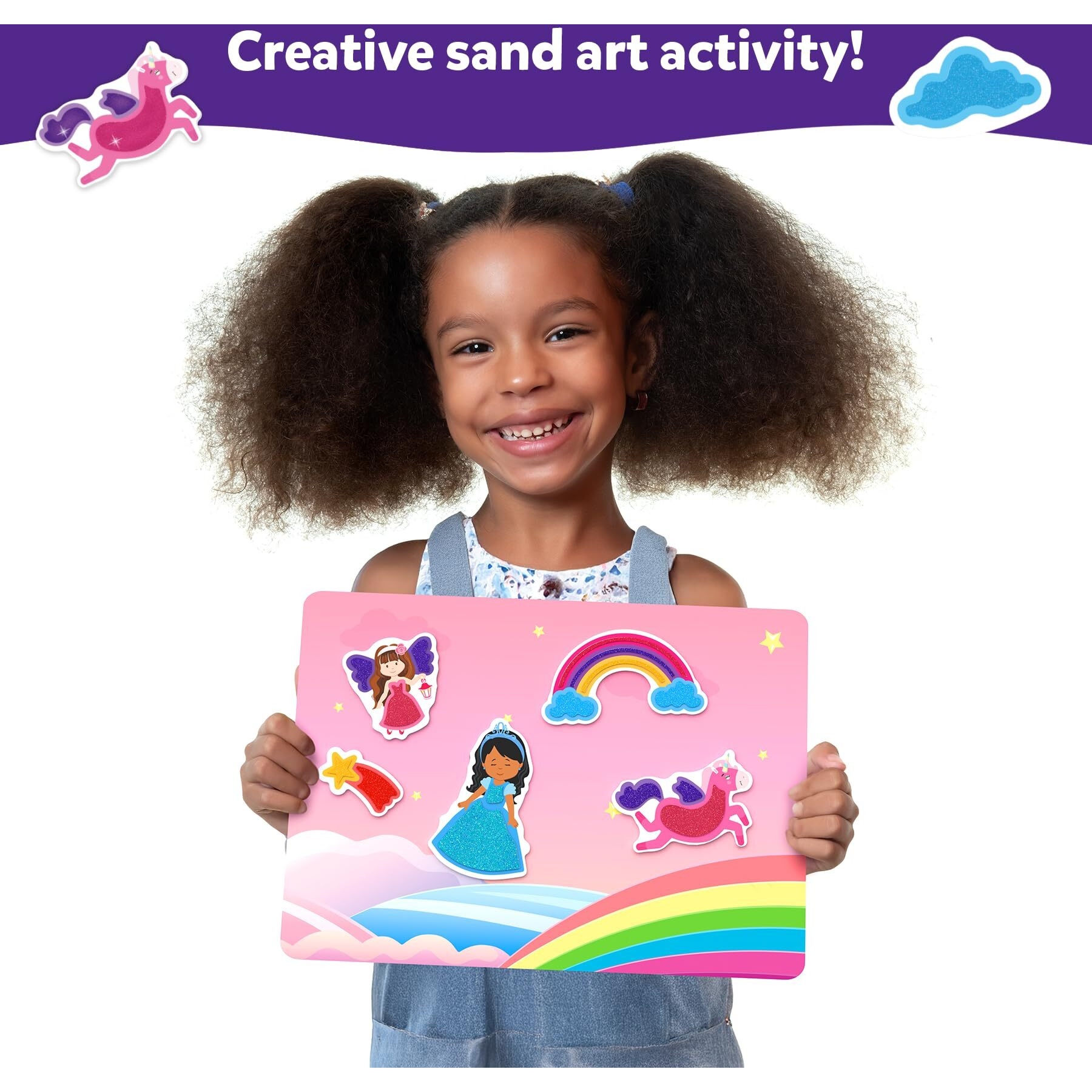 Skillmatics Sand Art Activity - Mess-Controlled Diy Unicorn & Princess Craft Kit With 50+ Colorful Stickers, Creative Arts & Crafts For Kids, Fun Hands-On Activity, Gifts For Ages 4, 5, 6, 7, 8, 9, 10