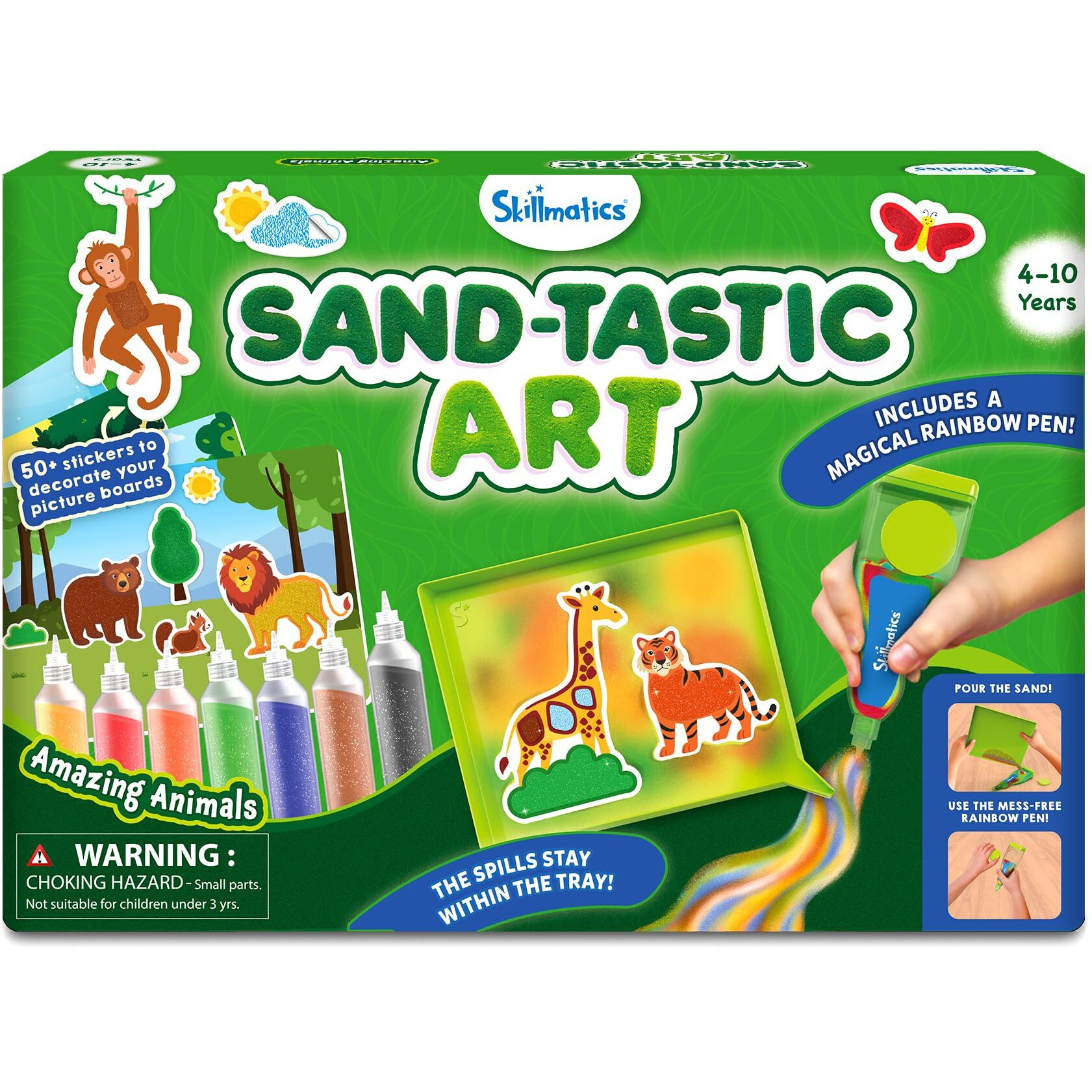 Skillmatics Sand Art Activity - Mess-Controlled Diy Animal Craft Kit With 50+ Colorful Stickers, Creative Arts & Crafts For Kids, Fun Hands-On Activity, Gifts For Ages 4, 5, 6, 7, 8, 9, 10