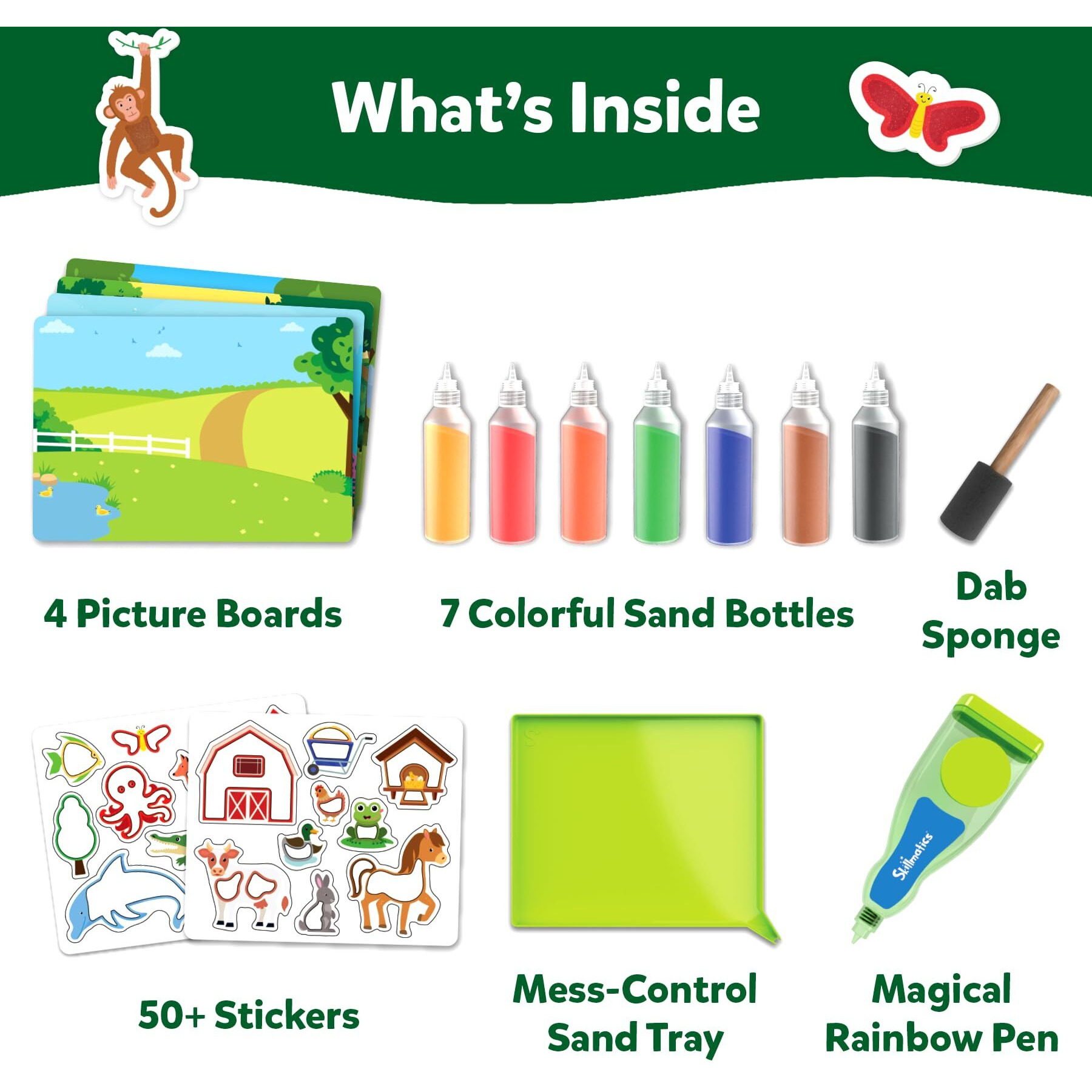 Skillmatics Sand Art Activity - Mess-Controlled Diy Animal Craft Kit With 50+ Colorful Stickers, Creative Arts & Crafts For Kids, Fun Hands-On Activity, Gifts For Ages 4, 5, 6, 7, 8, 9, 10