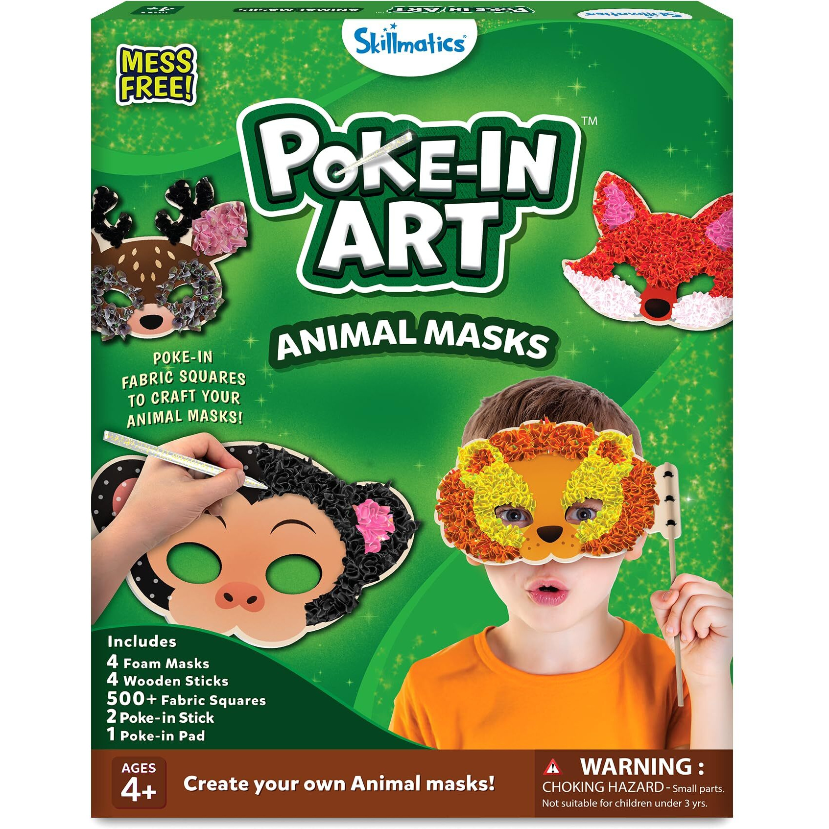 Skillmatics Poke-In Art - Animal Masks, Mess-Free Fun For Kids, Diy Craft Kit, Creative Activity, Gifts For Girls & Boys Ages 4, 5, 6, And Up