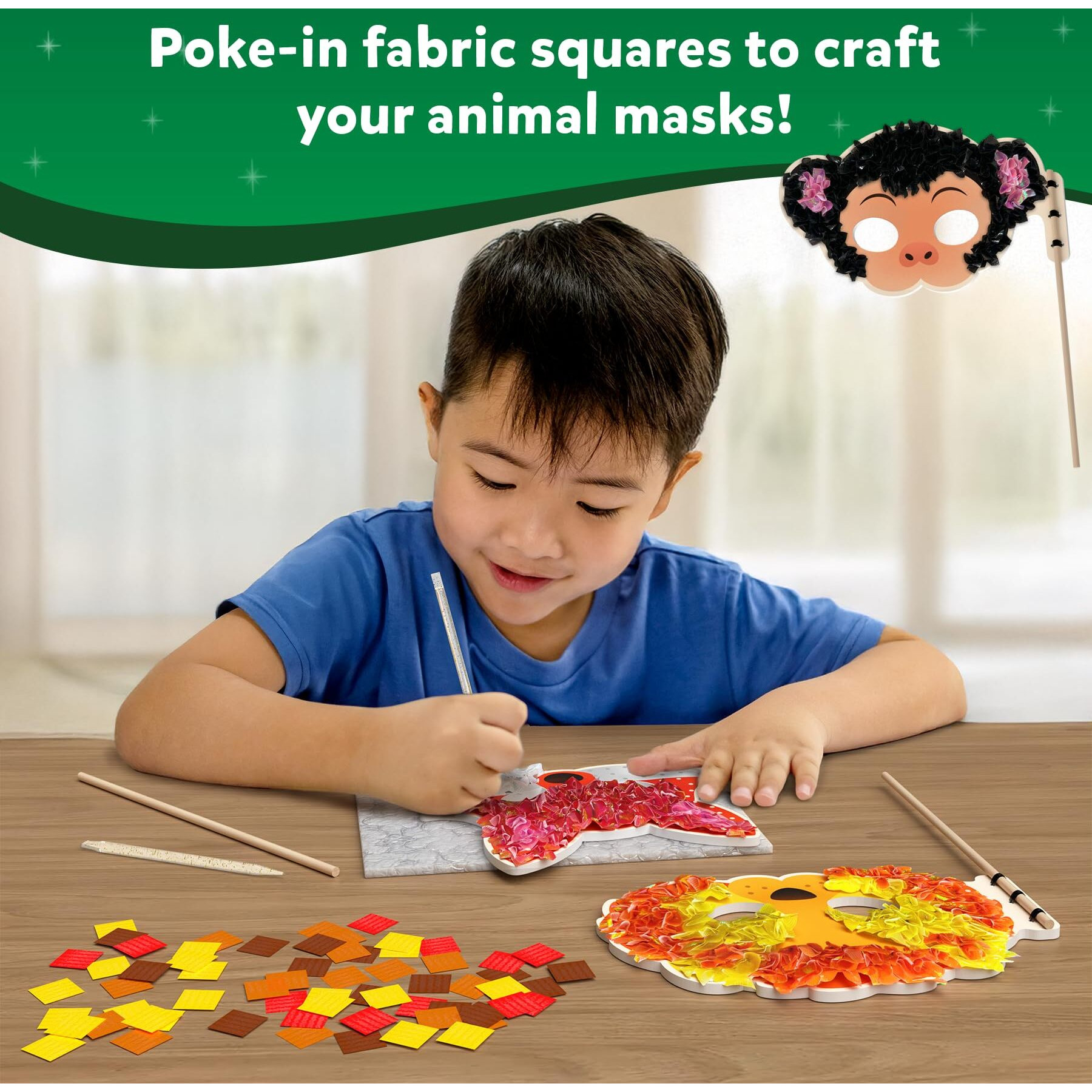 Skillmatics Poke-In Art - Animal Masks, Mess-Free Fun For Kids, Diy Craft Kit, Creative Activity, Gifts For Girls & Boys Ages 4, 5, 6, And Up