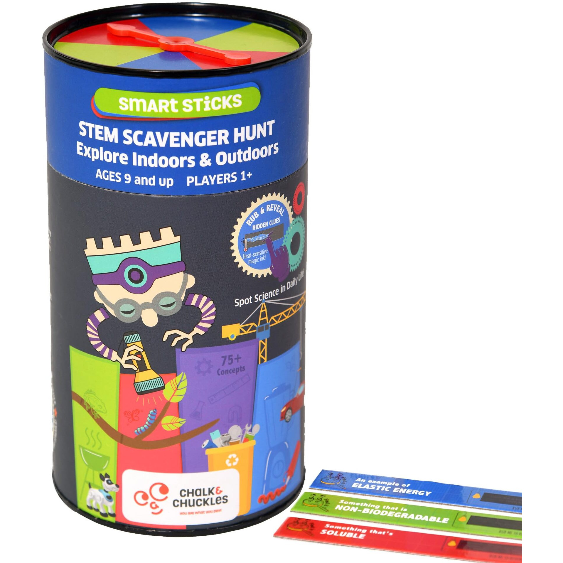 Chalk And Chuckles Smart Sticks Stem Scavenger Hunt Game For Kids Age 8-12, Fun Learning & Educational Science Toy, Gifts For Boys & Girls 9, 10, 11, 12, 13 Years Old, Outdoor Indoor Activity