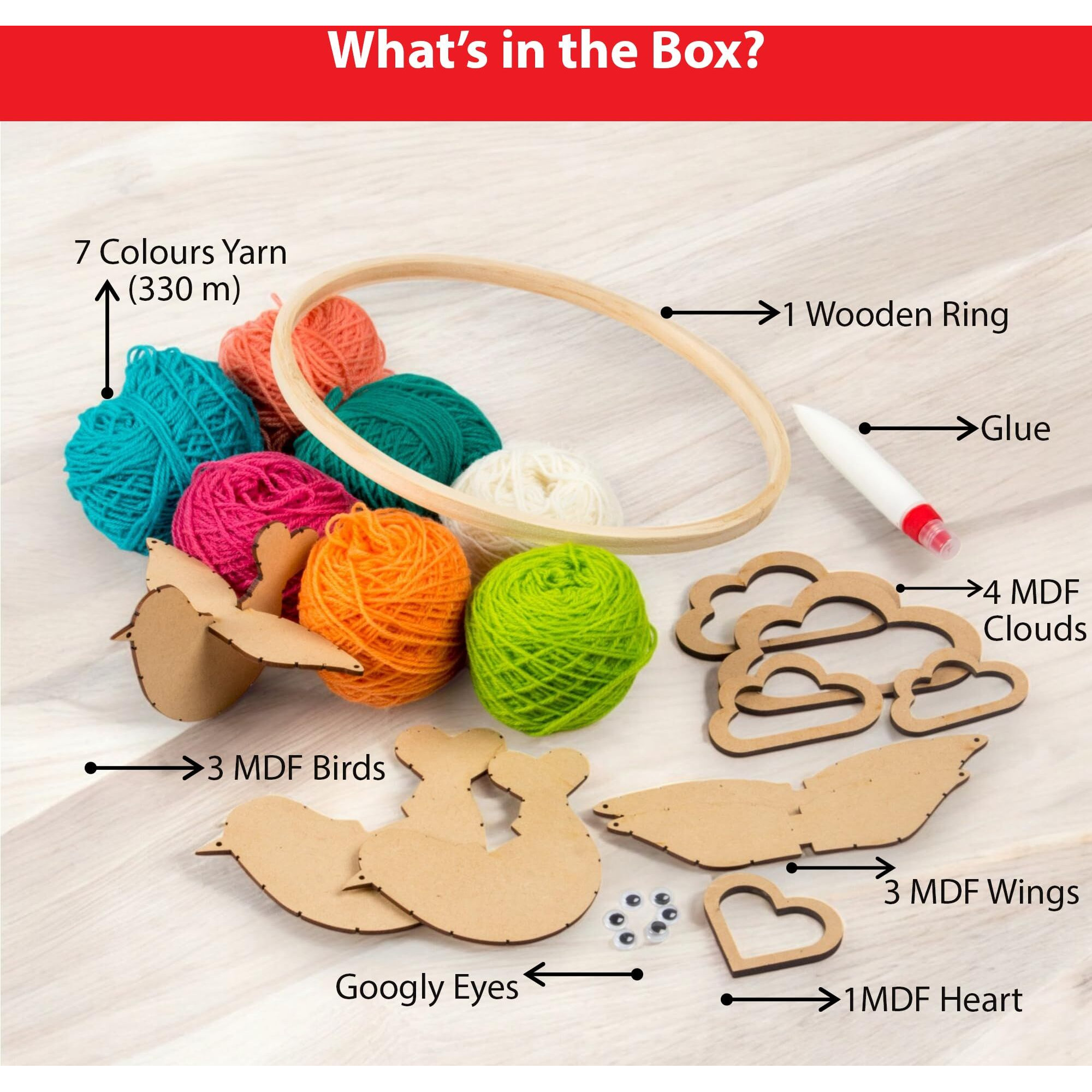 Chalk And Chuckles Art And Craft Kit For Kids - Make Your Own Yarn Bird Hanging, Age 8-14, Diy Kit, Best Rakhi Gift For Boys, Girls 9, 10, 11, 12, 13 Years Old