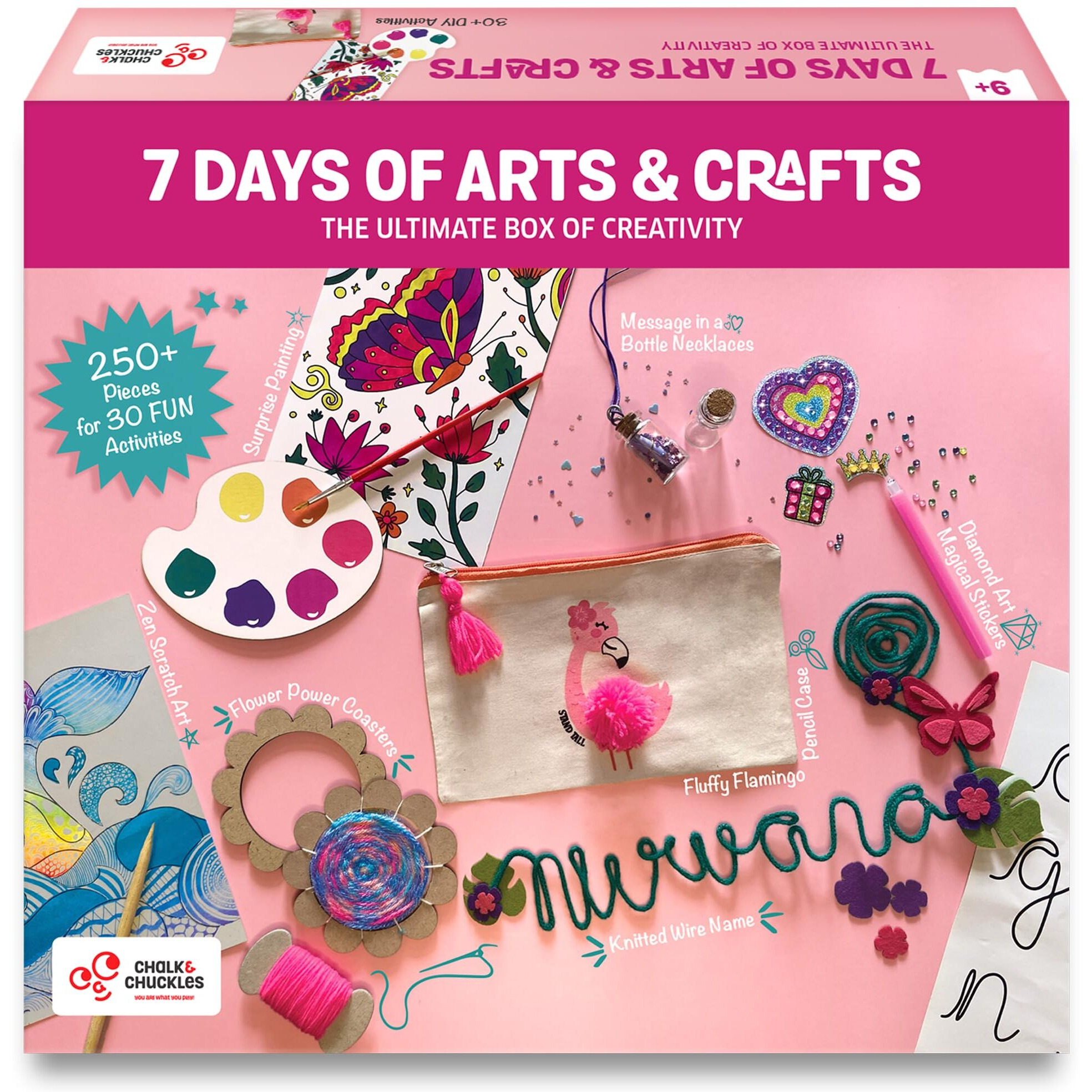 Chalk & Chuckles 7 Days Of Art & Craft Kit For Kids Age 9+, 30 Diy Creative Activities-Diamond Art Stickers, Painting, Scratch Art, Diwali Gifts For Boys & Girls, Teens, 10, 11, 12-15 Years