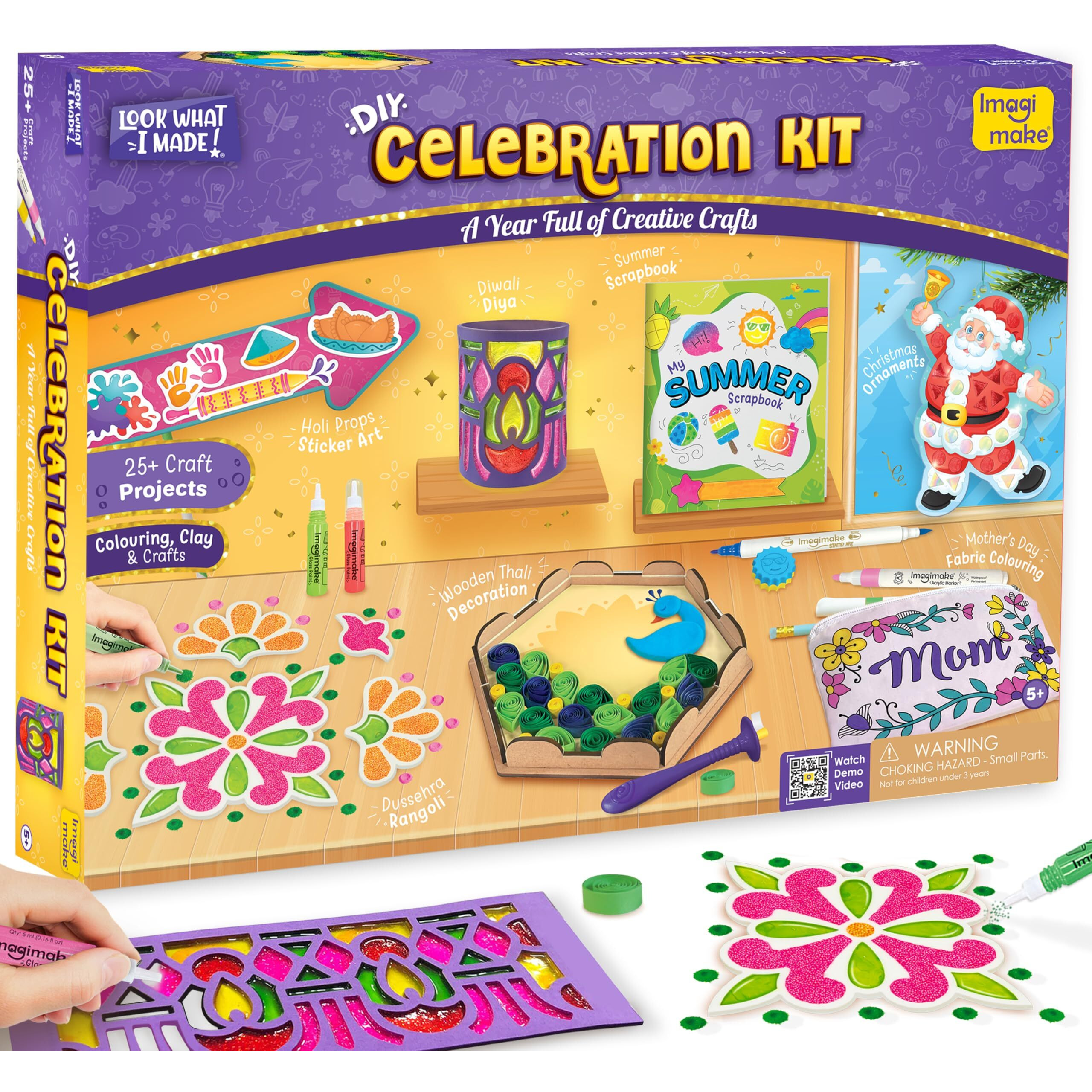 Imagimake Diwali Gift Hamper | Celebration Kit + Tales Of Ramayana Value Combo | Kids Arts And Crafts | 25+ Exciting Craft Projects For Kids | Art & Craft Diy Kit For Ages 5 To 12