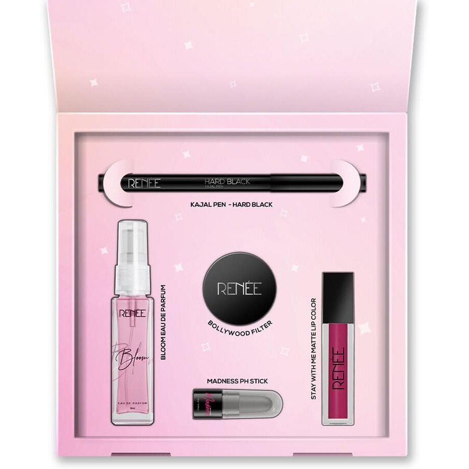 Renee Dream Kit Mini, Curated With Makeup Essentials Includes Kajal, Primer, Lipstick, Perfume Madness Ph Stick, Enriched With With Skin-Loving Ingredients, Travel-Friendly Packaging Pack Of 5.