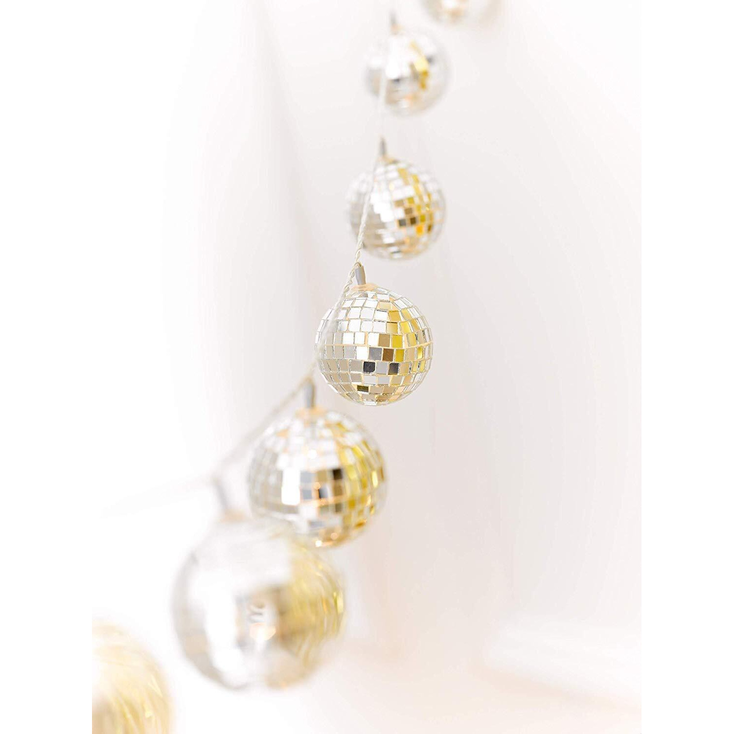 Mansaa Battery Operated 10 Mirror Balls, 2M 20 Leds Copper String Led Globe Lights For Home Decor, Diwali, Christmas, Halloween, Wedding Party, Indoor And Outdoor Decor (Warm White) - Made In India