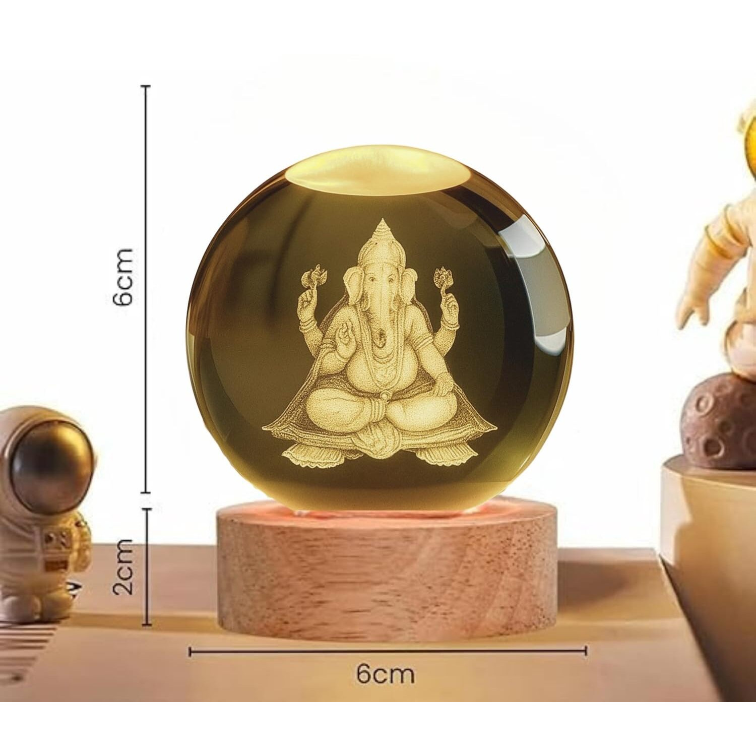 One94Store Ganesh & Lakshmi 3D Crystal Night Lamp Set | Usb Led Light With Wooden Base | Spiritual Home & Temple Dcor | Festive Gift For Diwali, Housewarming & Puja (Combo)