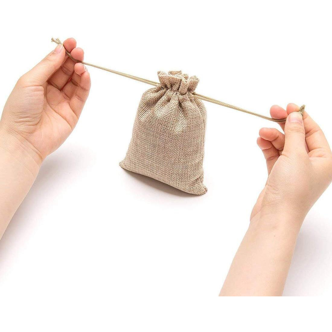 Lifekrafts Linen Jute Pouches | 17.5X20 Cm Pack Of 10 | Adjustable Drawstring Gift Bags For Weddings, Jewellery, Return Favours, Parties, Storage, Crafts, Packaging, Hampers, Multipurpose