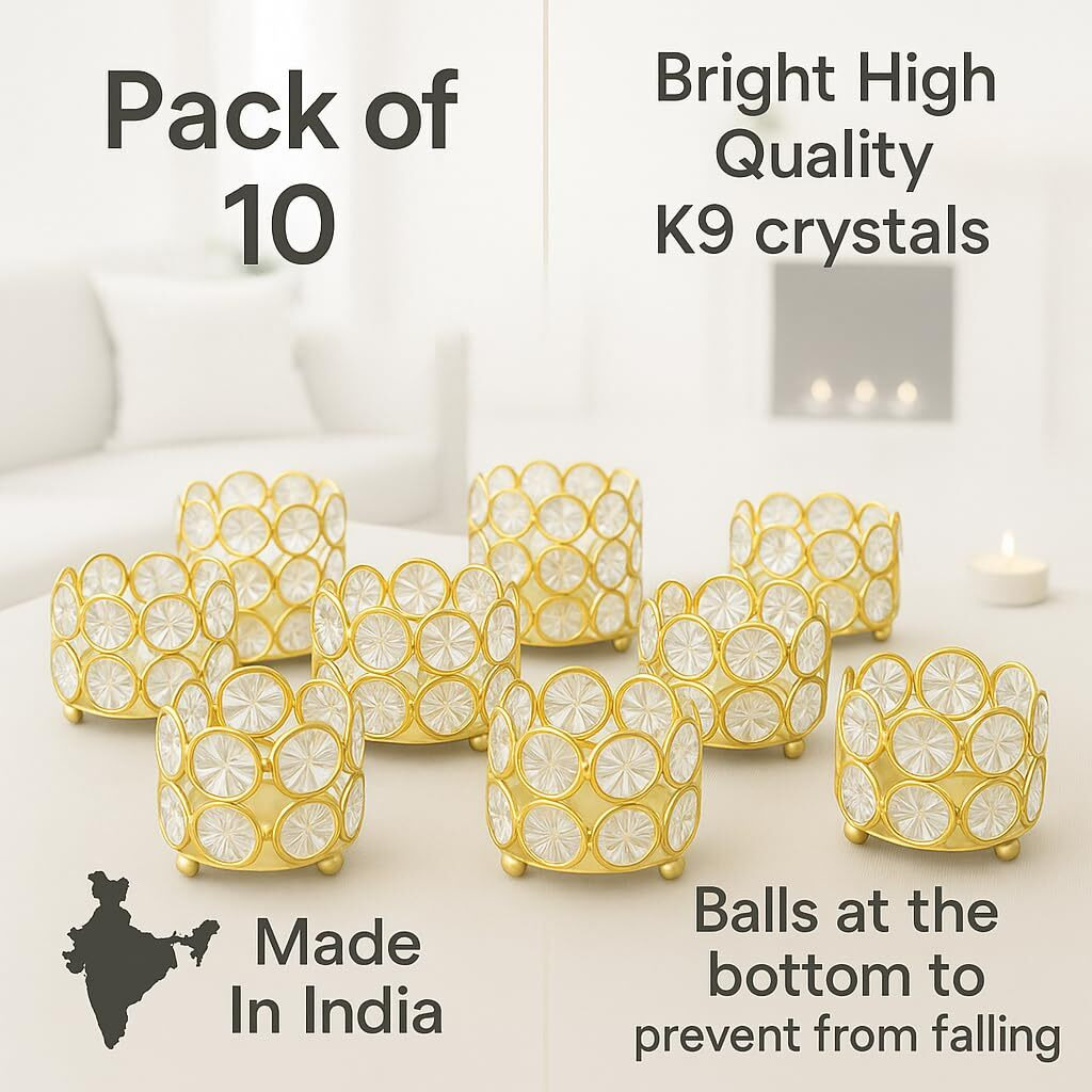 Centralit Tealight Candle Holder Votives Bowl For Home Decoration, Diya Diwali Decoration Lights Centerpieces For Wedding Home Party Table Decor (Gold (Pack Of 10))