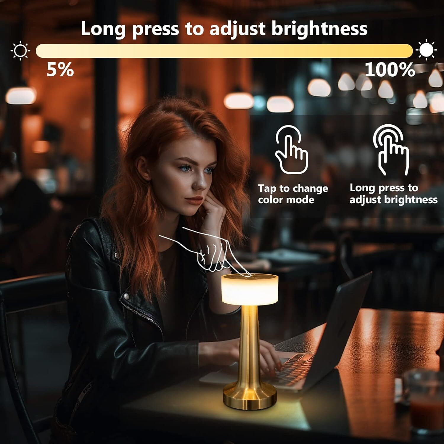 Nyrwana Table Lamp | 2000 Mah Battery | Lamps For Bedroom, Night Lamp For Bedroom & Living Room, 3 Colour Touch Control, Wireless Charging, Diwali Gifts For Family & Friends - Metal (Gold)