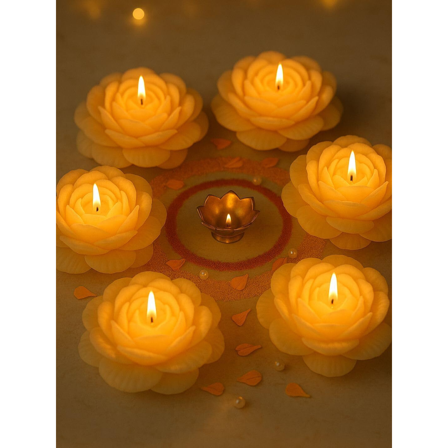 Seraaf 6Pcs Peony Diwali Decoration For Home Scented Candle Set | Scented Candles For Decoration & Diwali Gifts For Family And Friends, Made With 100% Soy Wax, Clean Smokeless Burn Fragrance Candle